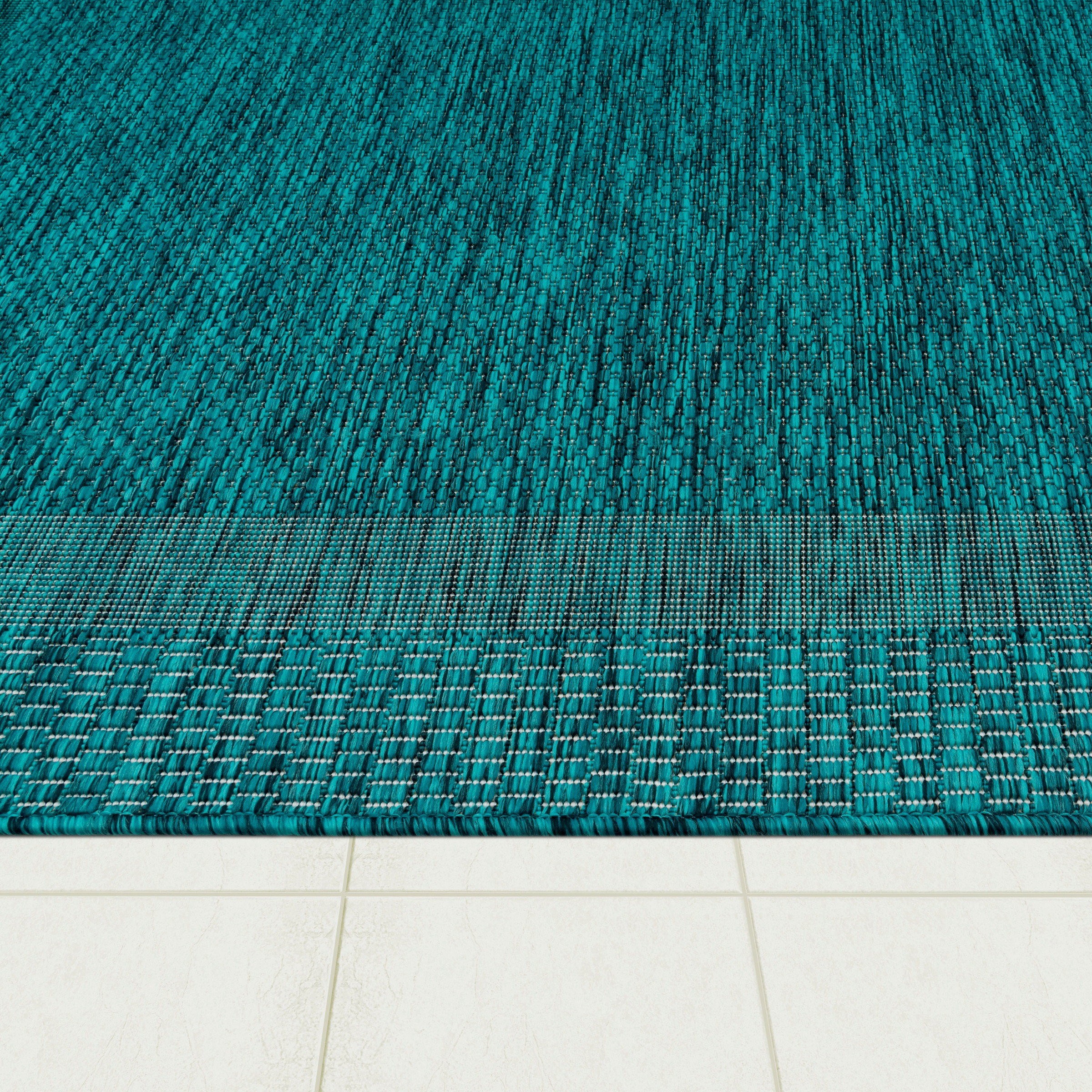 Paco Home Teppich »Roma 272« rund 4 mm Höhe Flachgewebe, meliert, mit dezenter Bordüre, In- und Outdoor geeignet