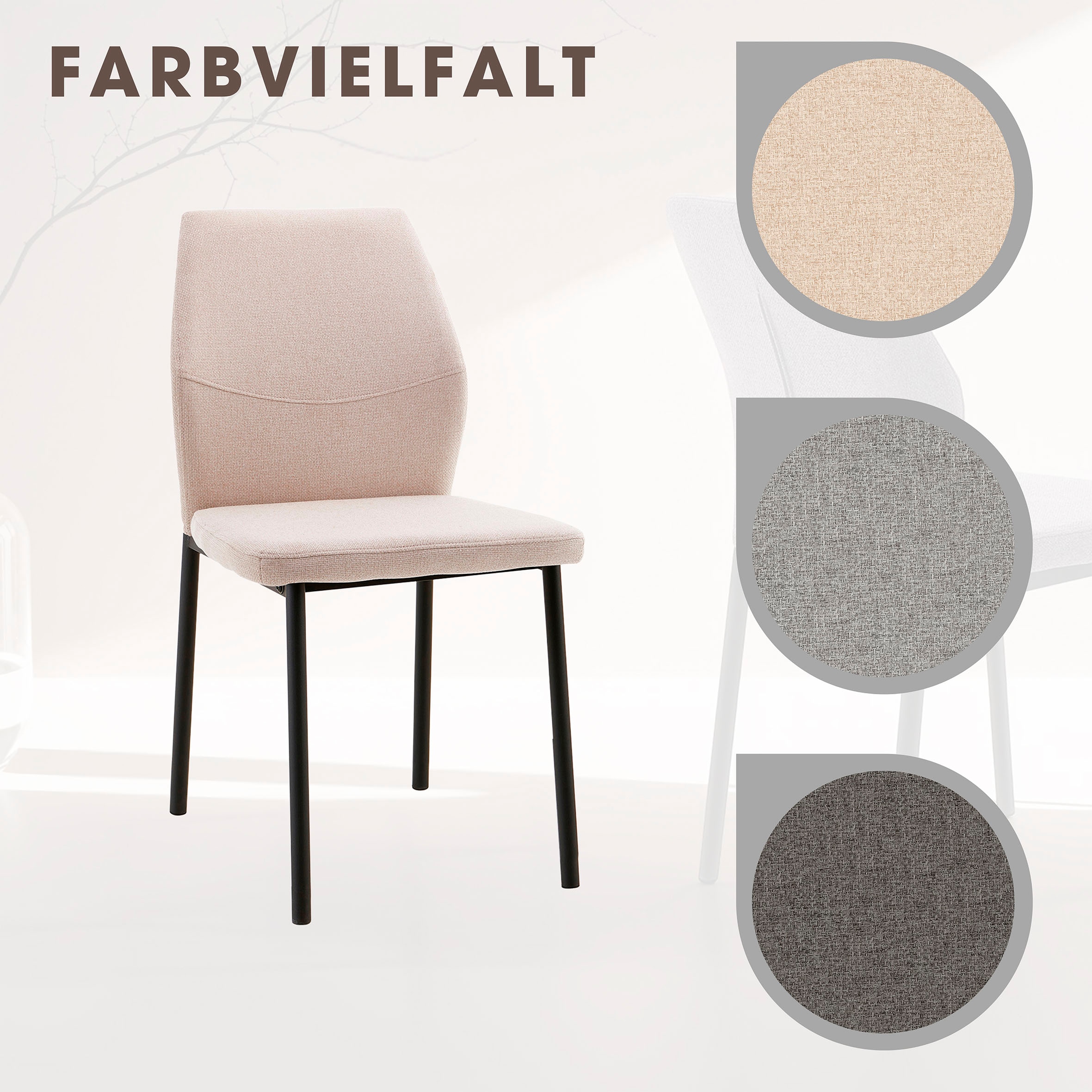 Home affaire Esszimmerstuhl »Lumos«, (Set), 4 St., Webstoff, Webstoff in vielen Farben erhältlich mit stabilem Metalluntergestell