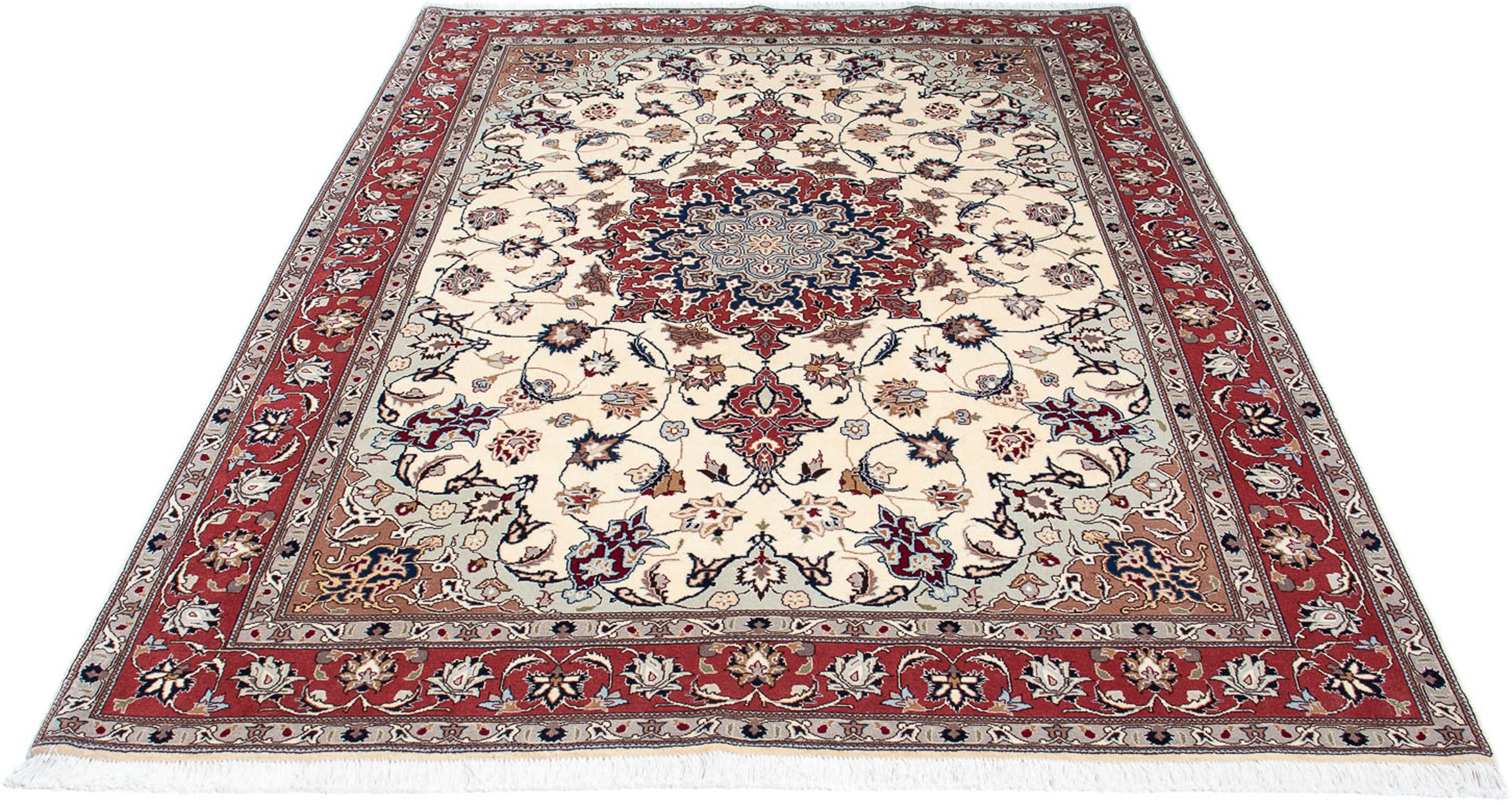 Image of morgenland Orientteppich »Perser - Täbriz - Royal - 212 x 155 cm - beige«, rechteckig, 7 mm Höhe, Wohnzimmer, Handgeknüpft, Einzelstück mit Zertifikat bei Ackermann Versand Schweiz