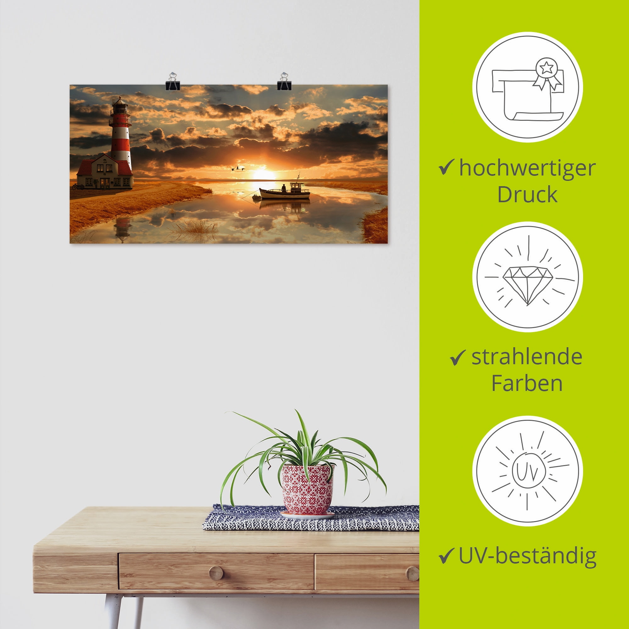 Artland Wandbild »Maritime Idylle beim Leuchtturm«, Gebäude, (1 St.), als Leinwandbild, Poster, Wandaufkleber in verschied. Grössen