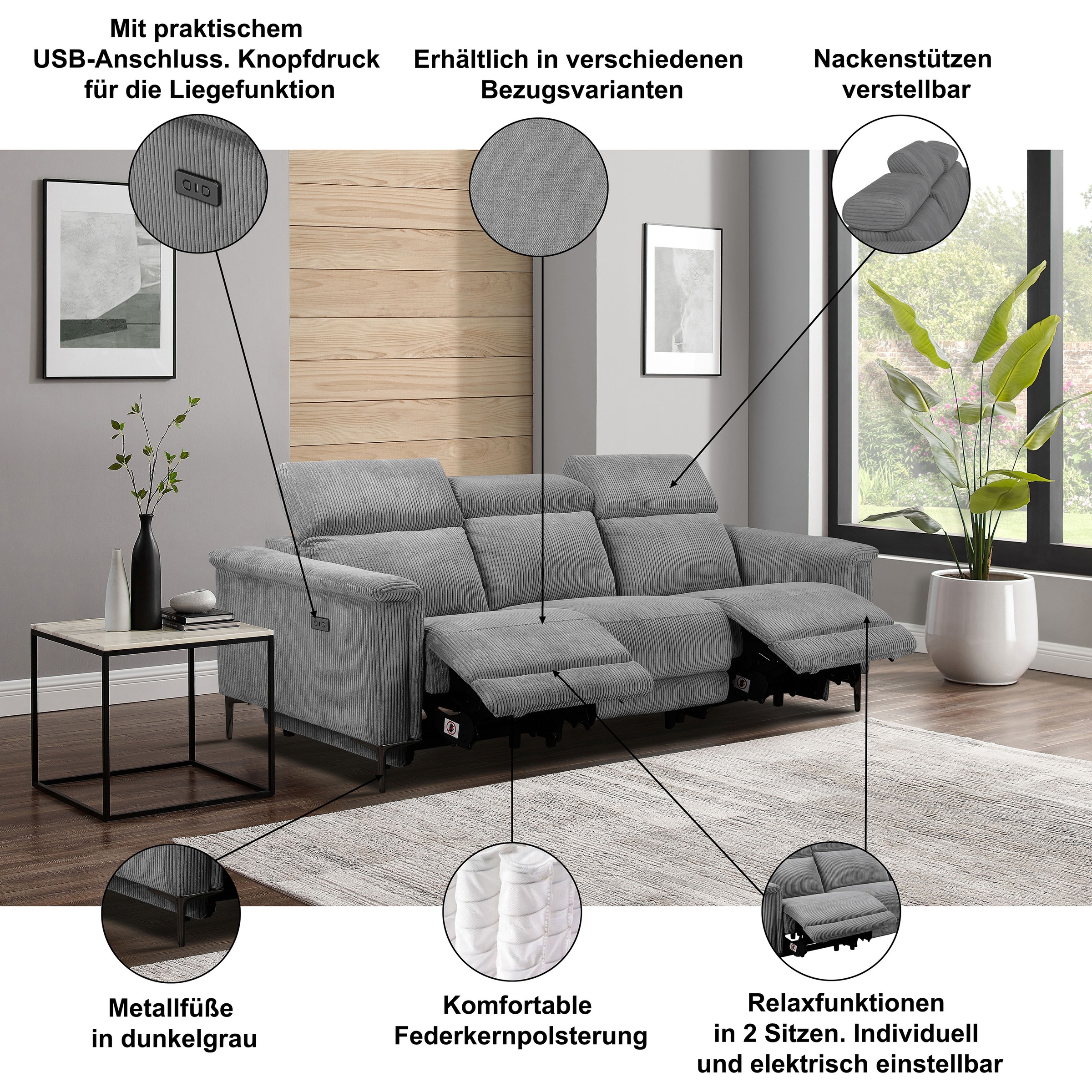 Image of GOODproduct 3-Sitzer "LUND B: 222 cm - OTTO. Verlässliche Qualität. Mit Relaxfunktion"