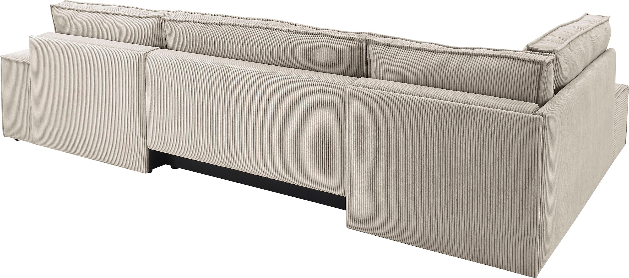 Home affaire Wohnlandschaft »SHERWOOD 329 cm, U-Form, Schlafsofa,«, Schlaffunktion m. Bettkasten (194x139 cm), Cord, Vintage, Samtvelours
