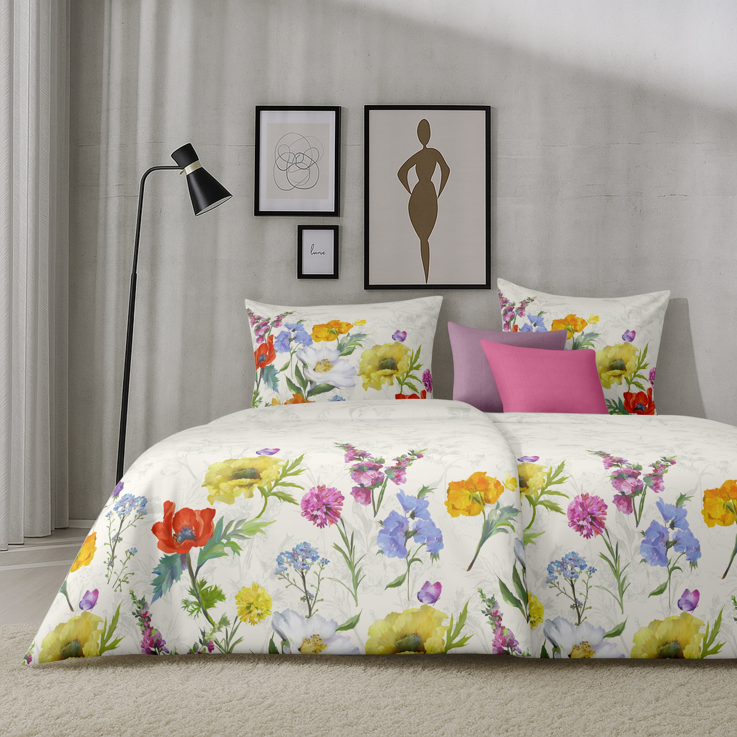 APELT Bettwäsche »Fiora« 2 tlg. Bettwäsche-Set mit Reissverschluss, Baumwoll-Satin, Digitaldruck