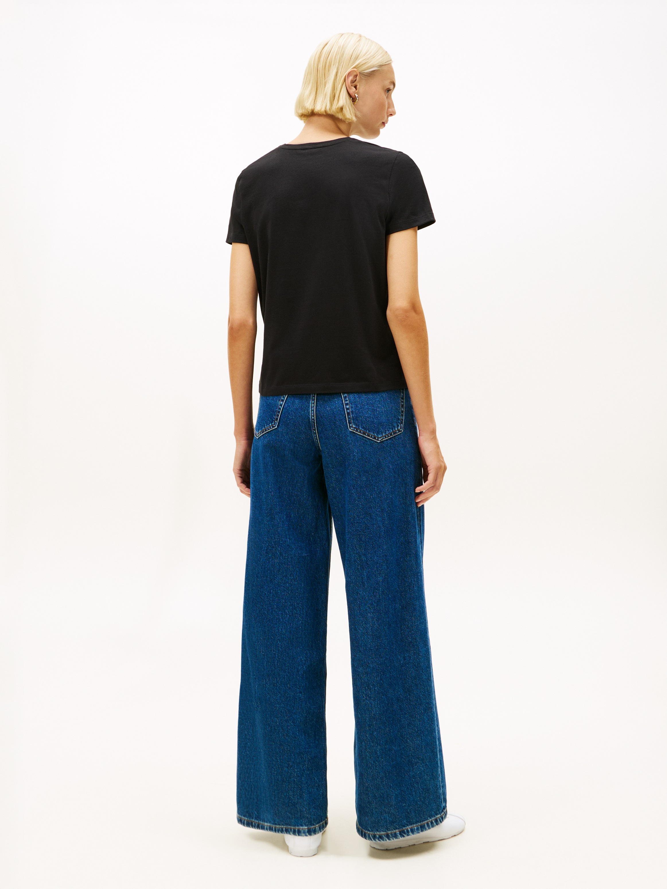 Tommy Hilfiger T-shirt à manches courtes »TH SCRIPT REG C-NK SS TEE« Stretch, Baumwollmischung, regular fit