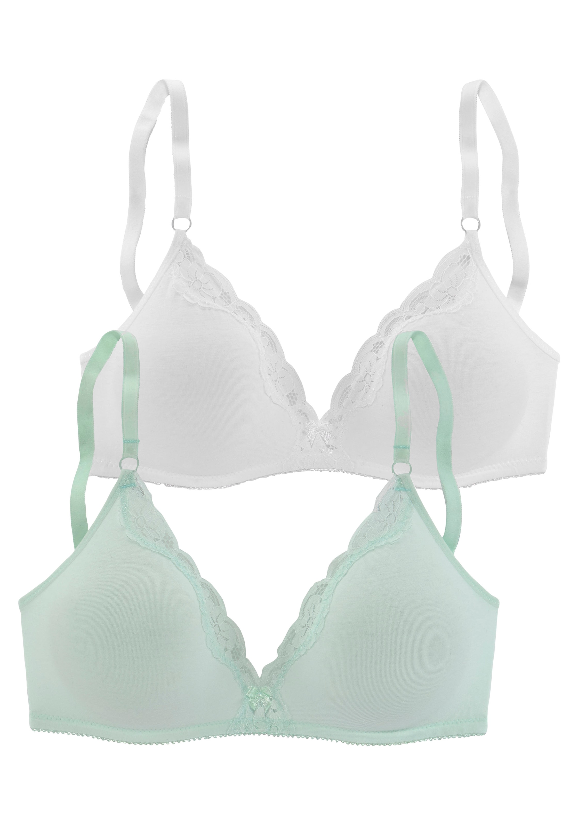 petite (Packung, aus Stück), versandkostenfrei Bralette-BH, 2 Baumwolle Spitze, Bügel Dessous mit ohne Basic auf fleur