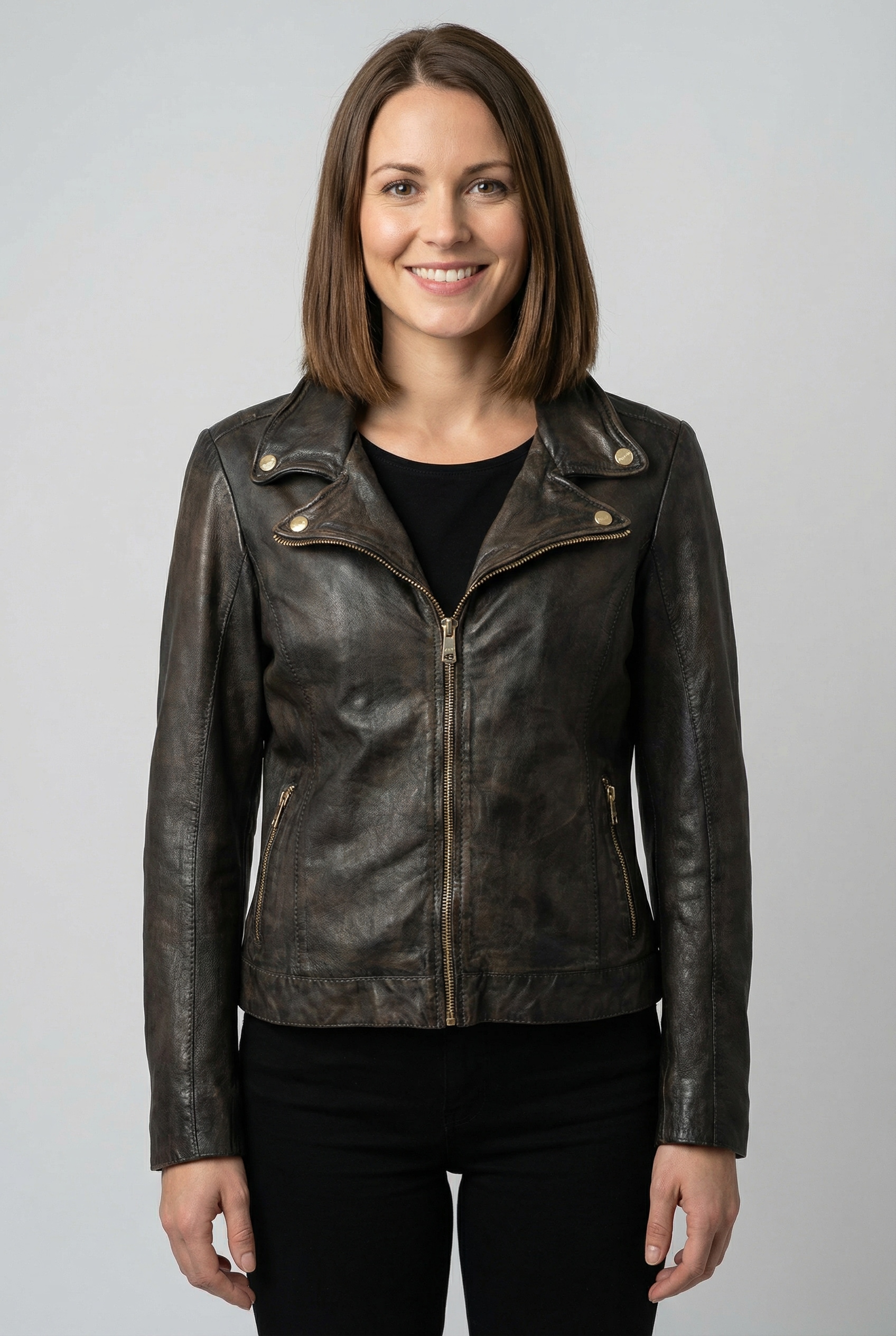 Image of Mauritius Lederjacke "MWEvina" mit Reverskragen