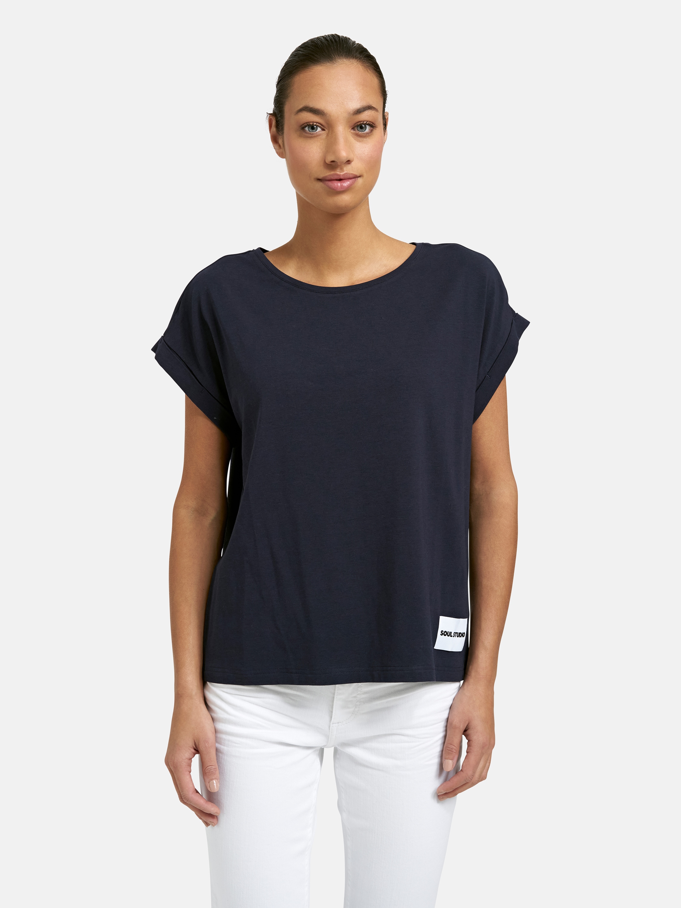 Image of Smith & Soul T-Shirt mit Umschlagsaum, Rundhalsform