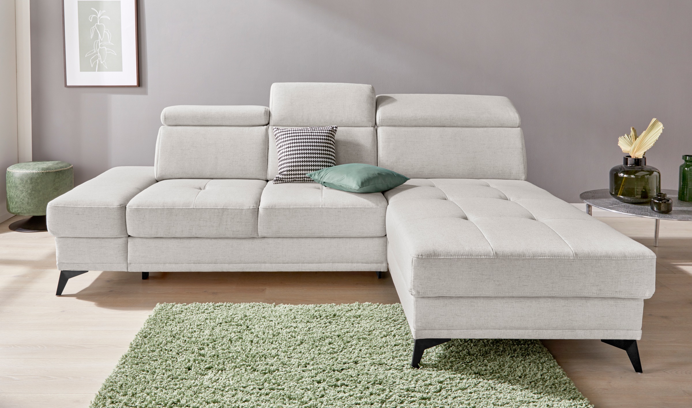INOSIGN Ecksofa »Cardiz L-Form«, inkl.Kopfteilverstellung und Federkern wahlweise mit Bettfunktion