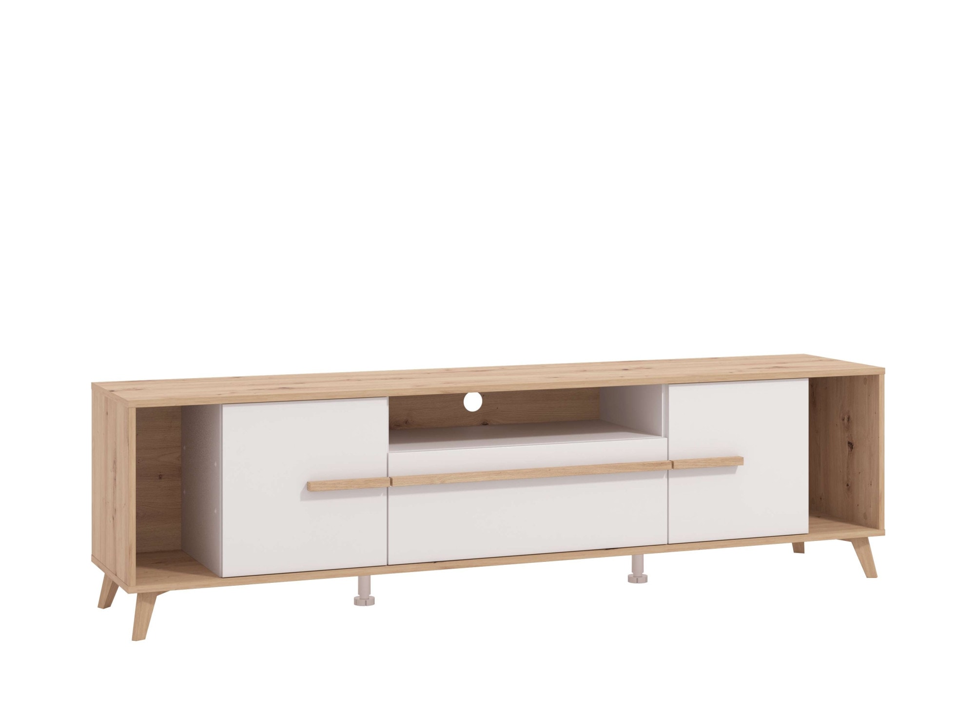INOSIGN Lowboard »Orleans, TV-Lowboard, TV-Schrank, TV-Ständer, Breite 190 cm«, Kommode, Opaque Weiss/Artisan Eiche Dekor,modernes und elegantes Design