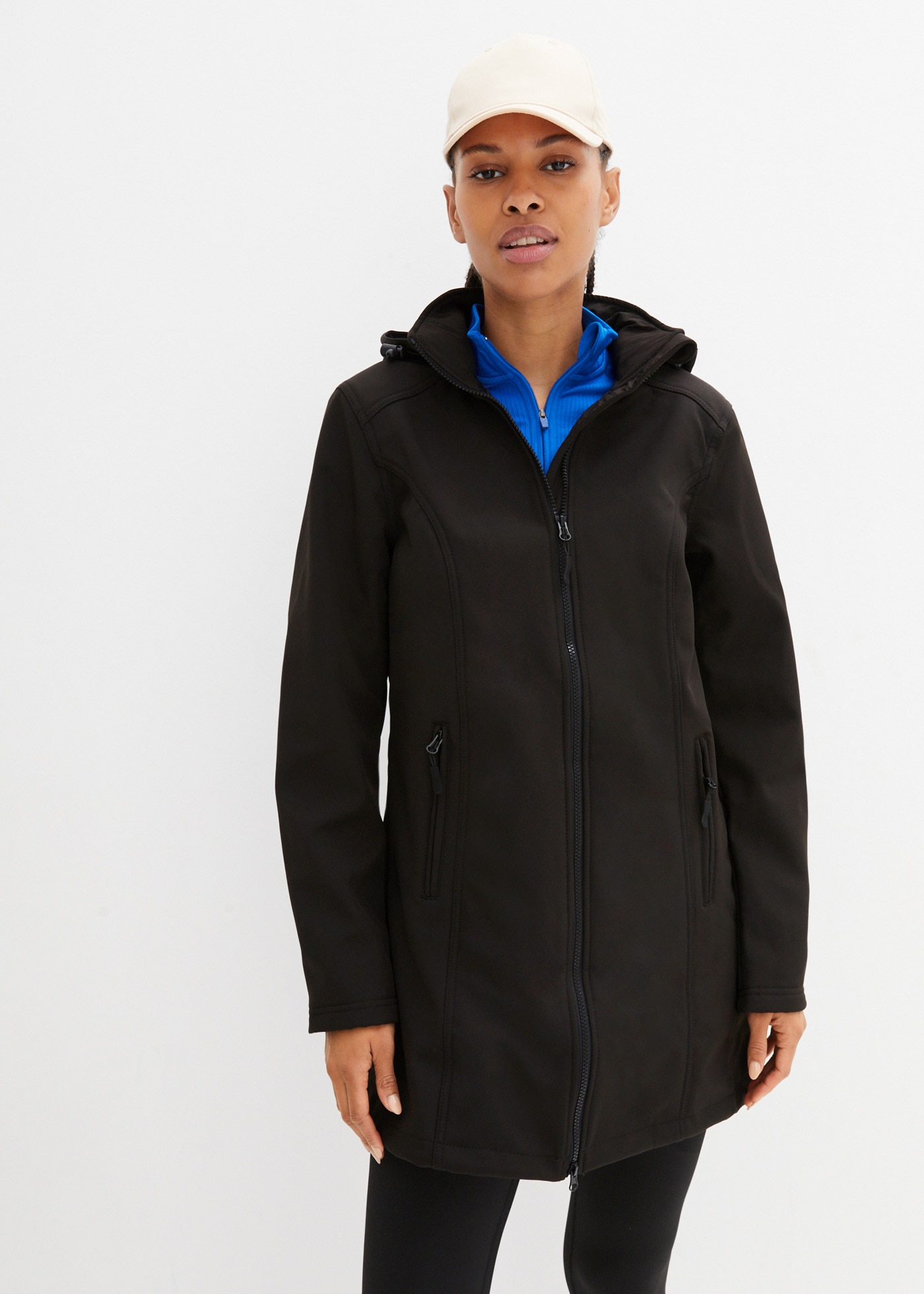 Image of bonprix Softshellparka mit Kapuze figurbetonter Schnitt, 2-Wege-Reissverschluss, Kordelzüge im Saum