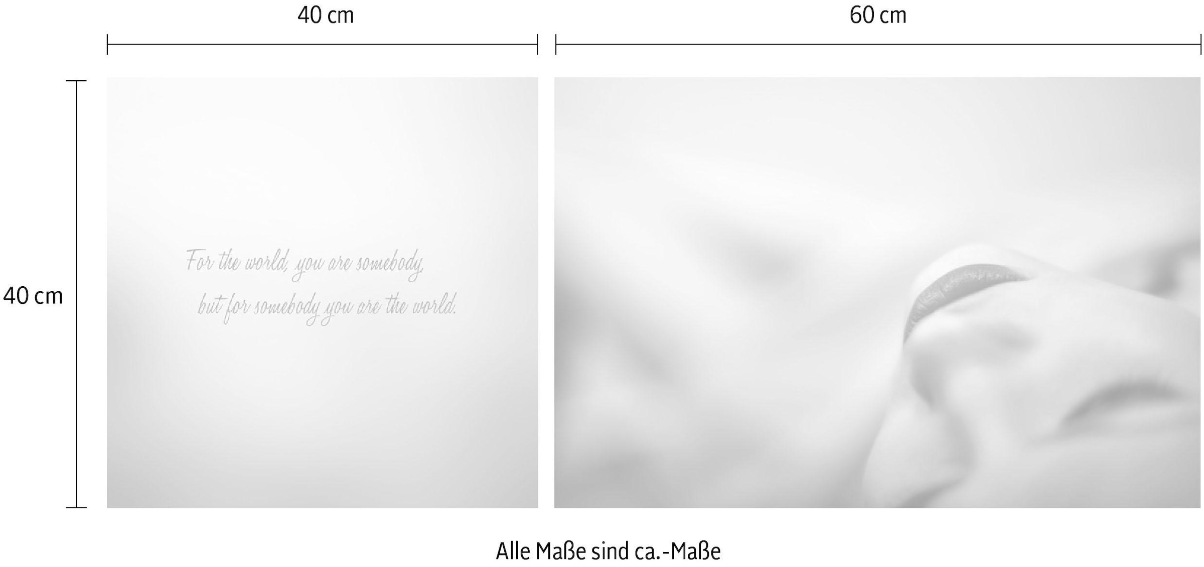 queence Tableau sur toile »World« Set,  Premium-Leinwandstoff, Handarbeit aus Deutschland, Spruch, 2er Set