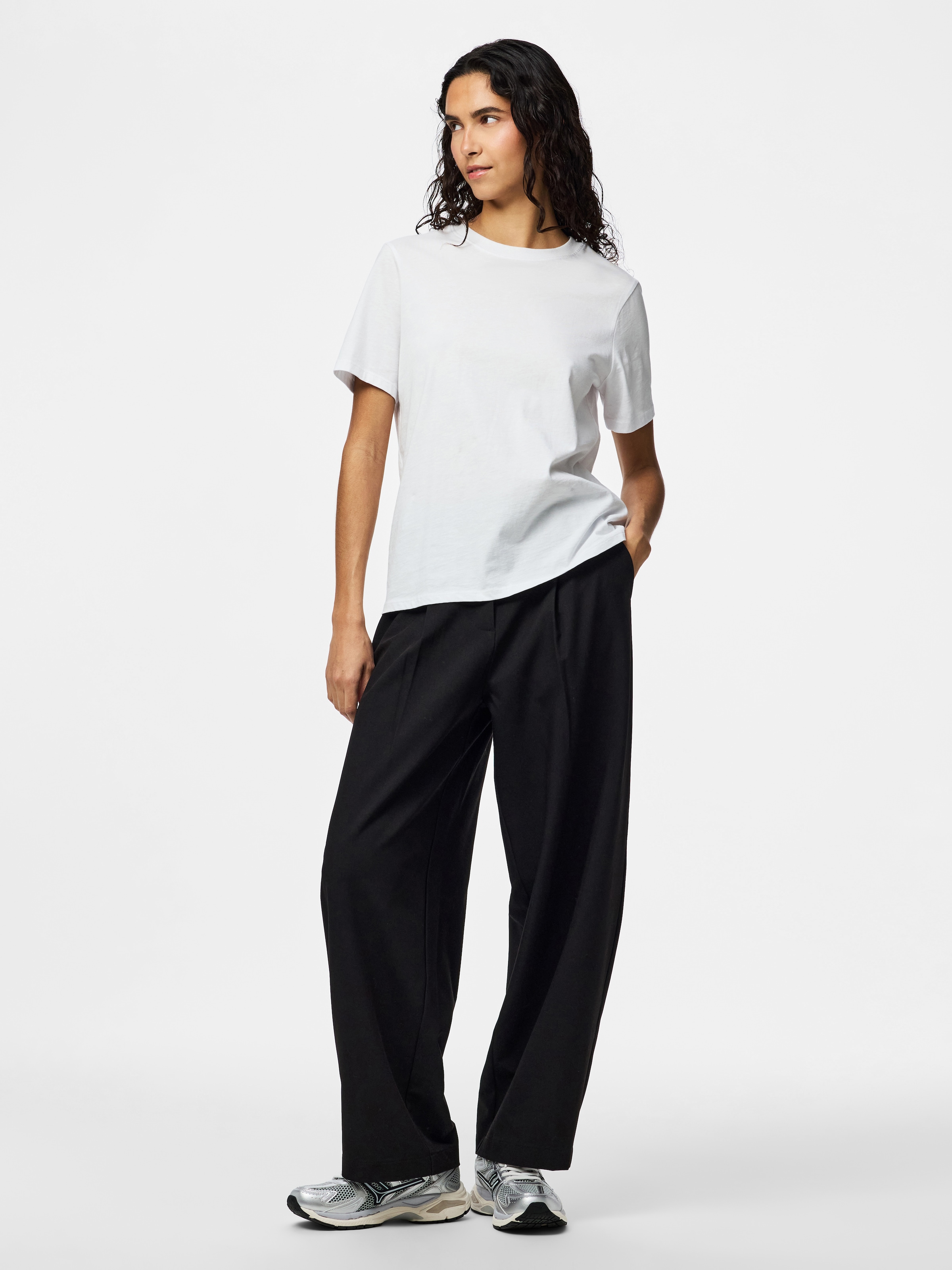 pieces Anzughose »PCBOSELLA MW BARREL PANTS NOOS BC«  Materialmix, barrel fit