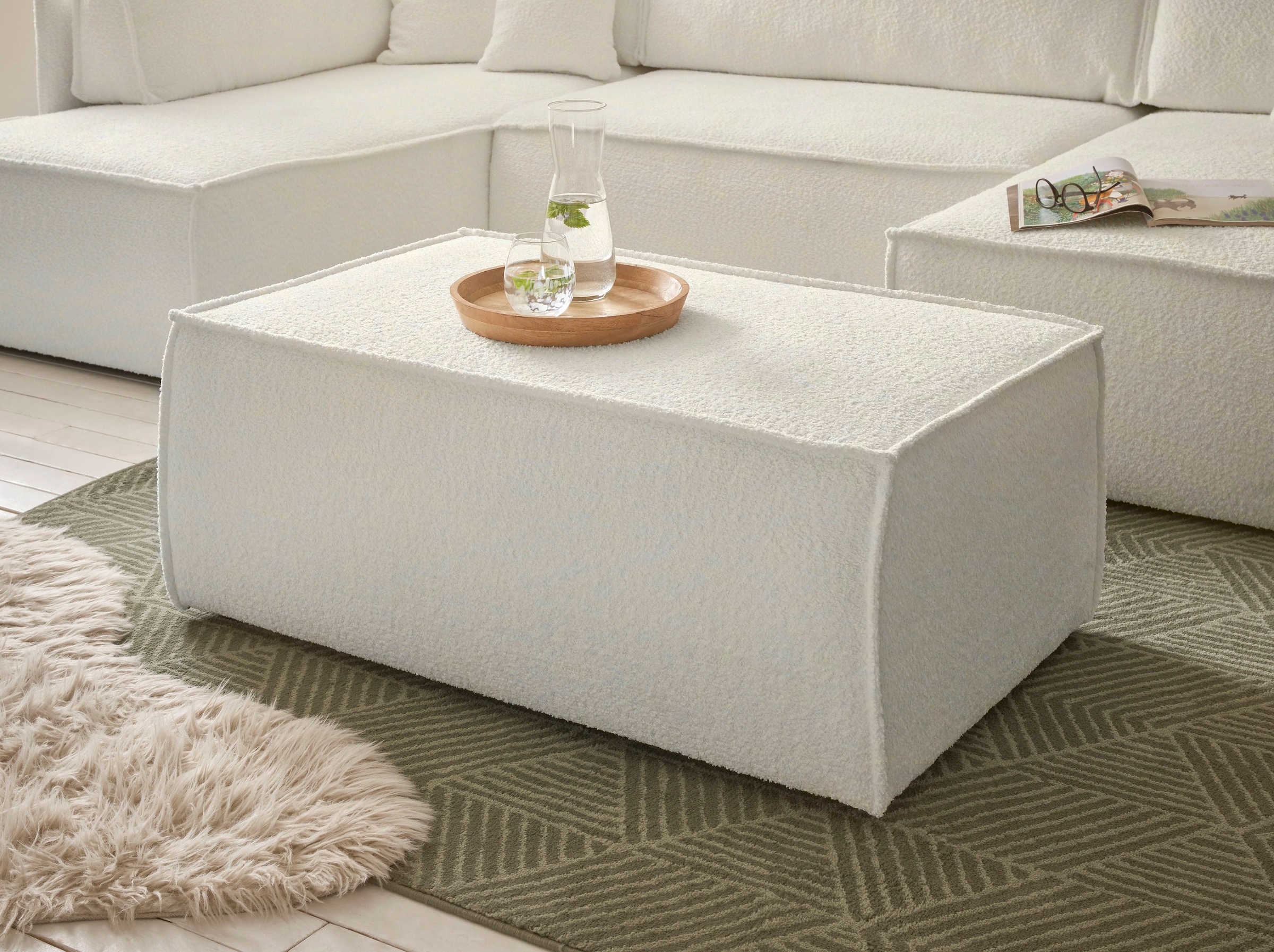 Image of GOODproduct Hocker "FINNLEY, Polsterhocker in Bouclé, Struktur fein u. Mega Cord verfügbar" passend zur Polster-Serie Finnley