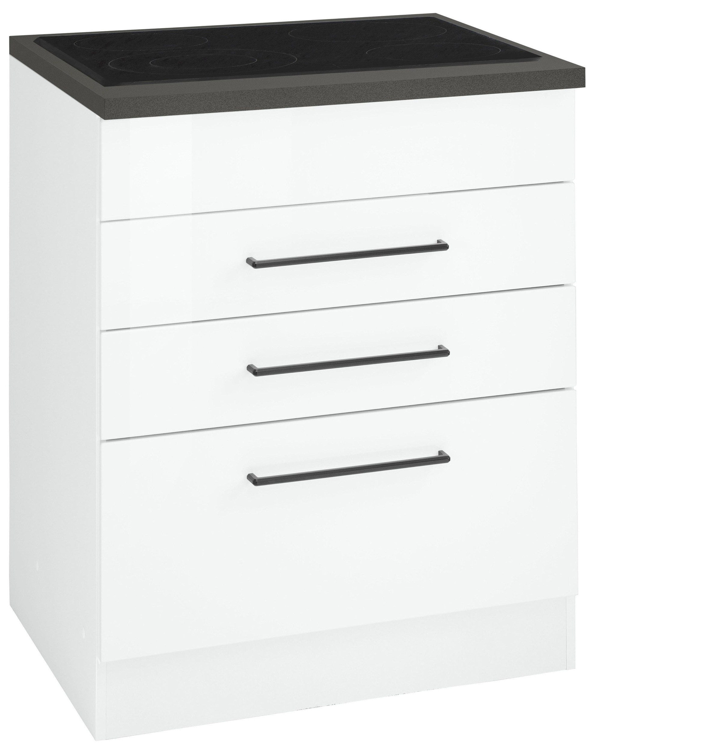 Image of HELD MÖBEL Kochfeldumbauschrank »Tulsa«, 60 cm breit, 2 Schubladen, 1 grosser Auszug, schwarzer Metallgriff, hochwertige MDF Front, geeignet für autarkes Kochfeld bei Ackermann Versand Schweiz