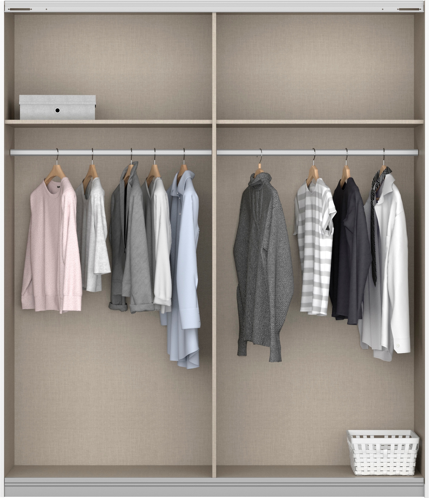 rauch Schwebetürenschrank »Kleiderschrank Schrank Garderobe Wäscheschrank Ankleide MALIBU« in 5 Breiten, Höhe 210 cm,  mit grossflächigen Türen, grosszügiger Stauraum MADE IN GERMANY