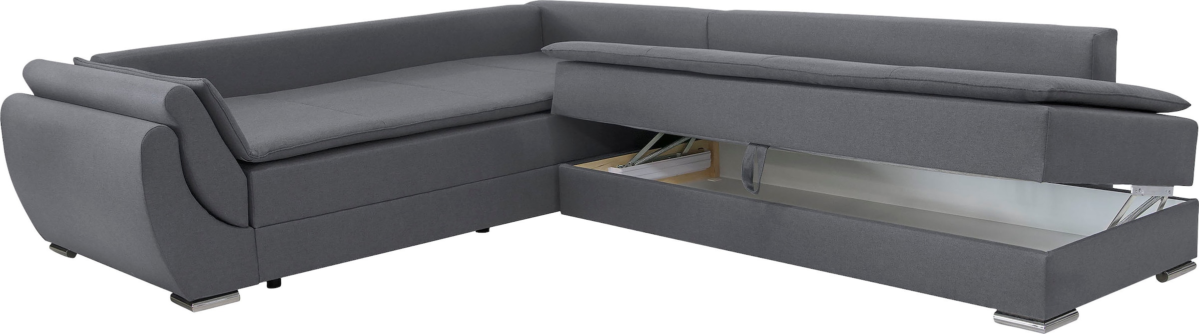 INOSIGN Ecksofa »Göteborg«, mit Boxspring-Bettfunktion und Bettkasten, Dauerschlaffunktion, Topper