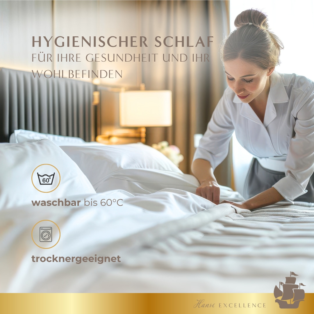 Hanse mit Kogge 3-Kammer-Kopfkissen »Hanse Excellence Gänsedaunenkopfkissen, Luxusqualität, Made in Germany« Füllung: Aussenkammern: 100% Gänsedaunen; Innenkammer: 100% Gänsefedern 1 Stk. tlg.