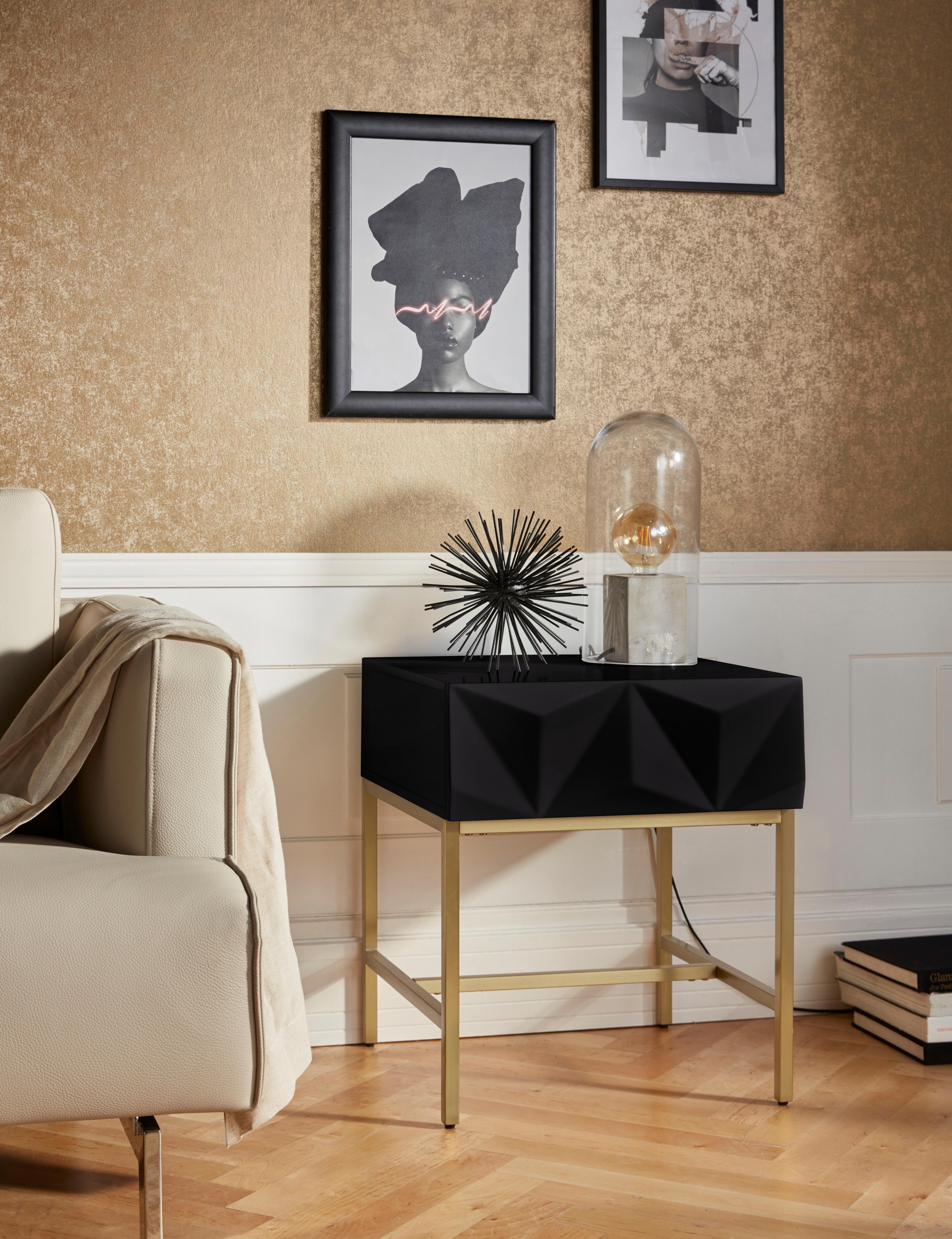 Image of Leonique Beistelltisch »Minfi«, Schublade mit 3D-Front, auch als Nachttisch geeignet, Breite 50 cm bei Ackermann Versand Schweiz