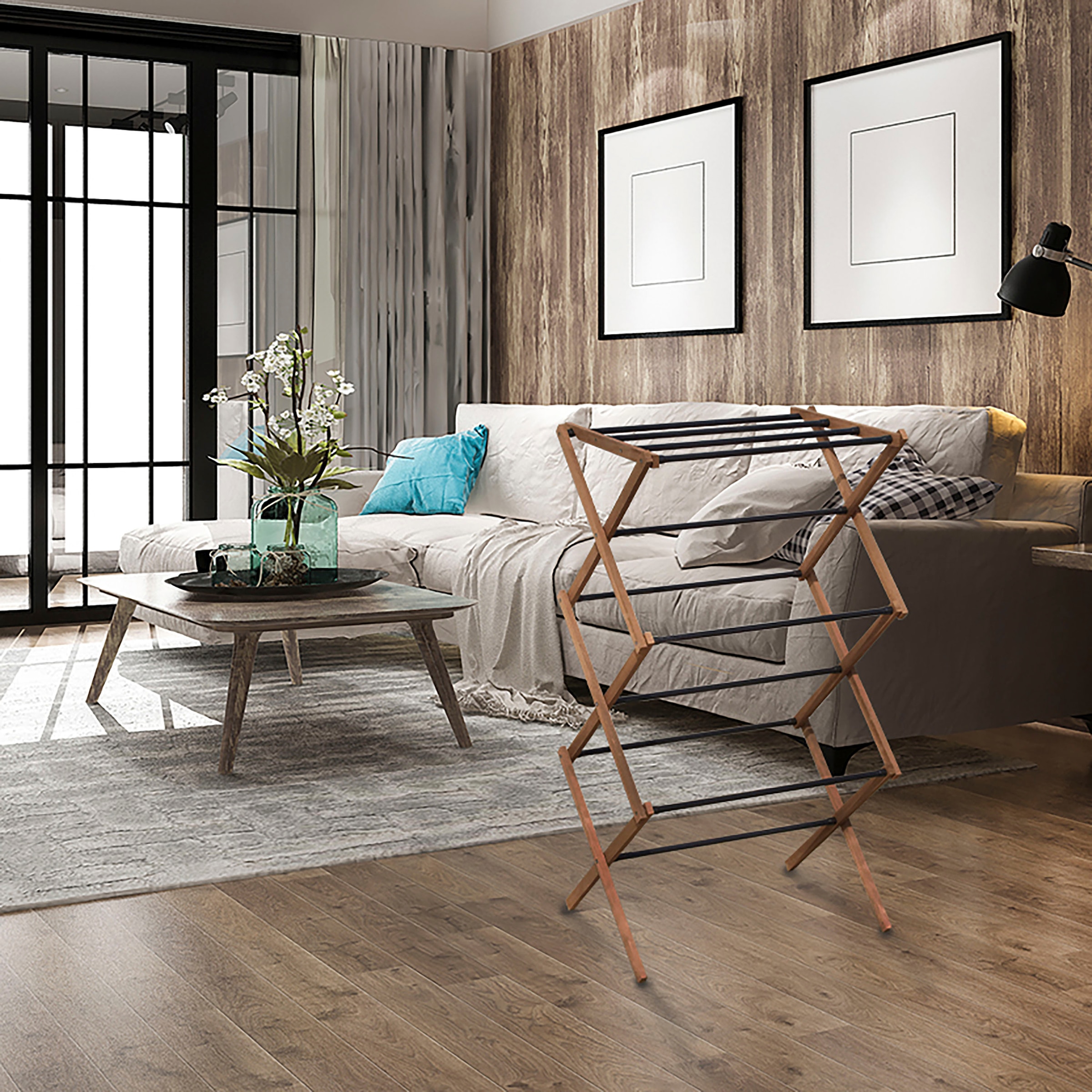 Bischof Wäscheständer »Falt-Turm« Eschenholz/Metall, 5 kg. Belastbarkeit, platzsparend zu verstauen