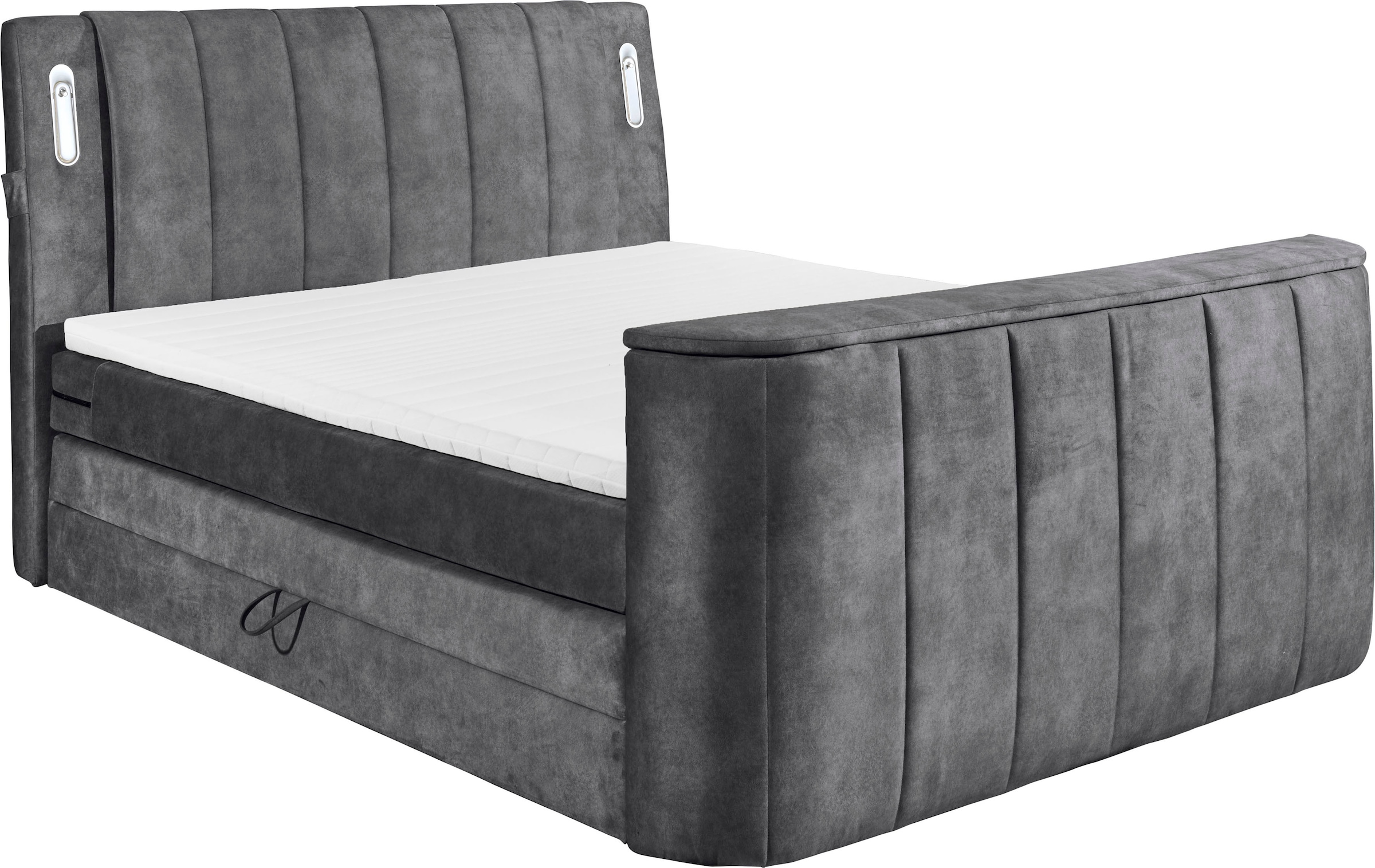 Image of ED EXCITING DESIGN Boxspringbett "Dallas" 7 Stk. tlg. inkl. Topper, LED-Beleuchtung, TV Halterung und zwei Bettkästen