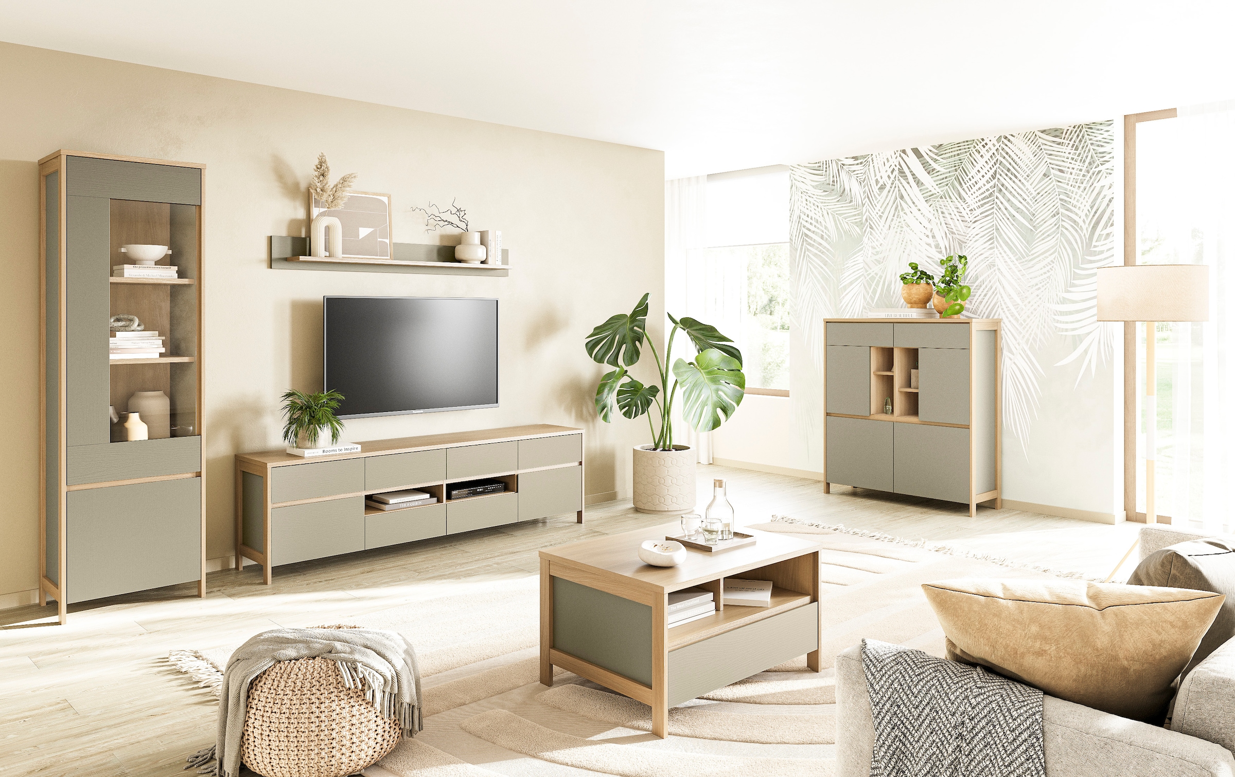 Home affaire Highboard »Stranda, moderner Schrank, Stauraumelement im Scandic-Style«, elegante Rahmenoptik, ausreichend Stauraum, vielseitig einsetzbar