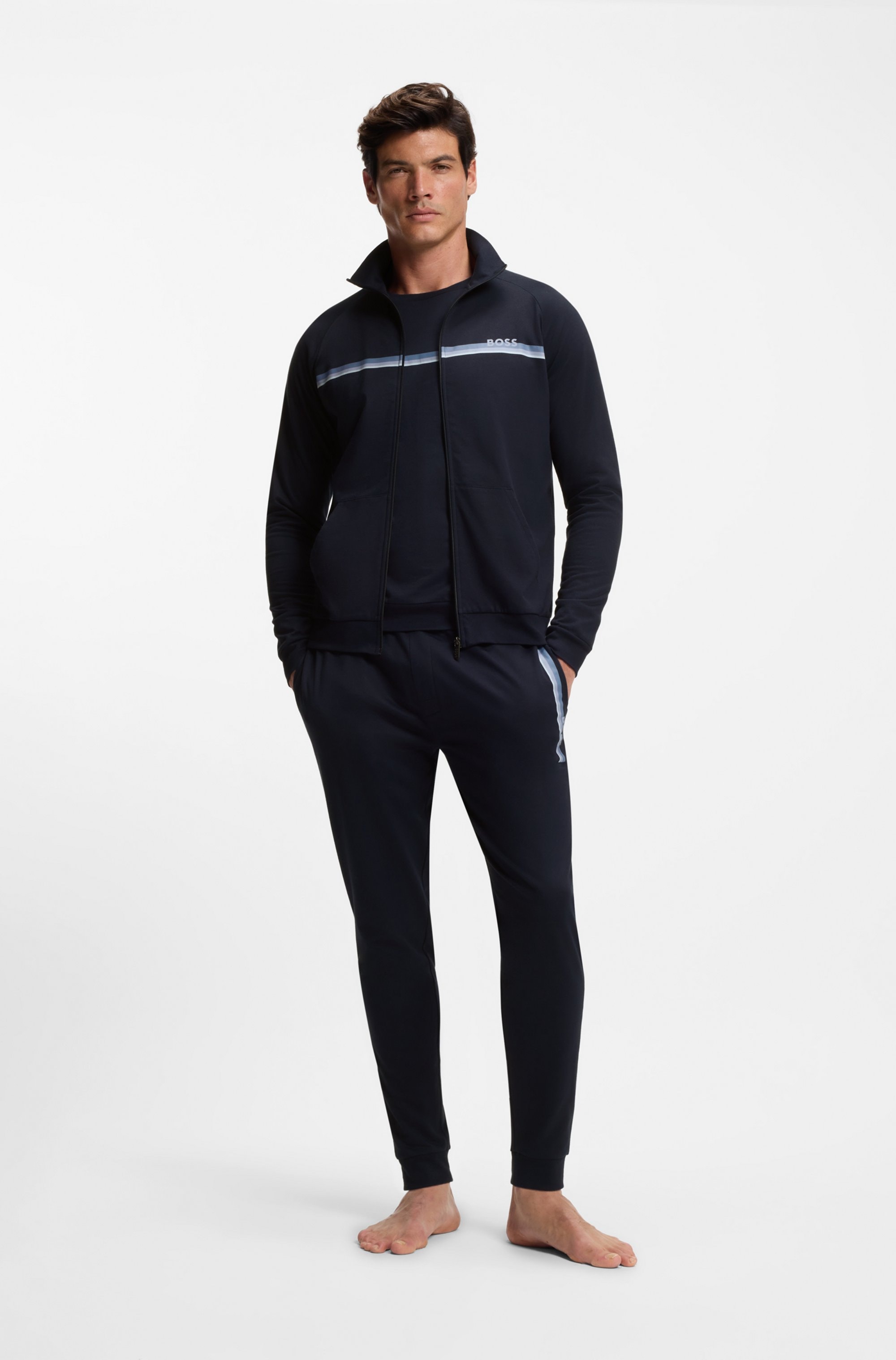 BOSS Sweatjacke »Authentic« mit Streifen und Logo, regular fit