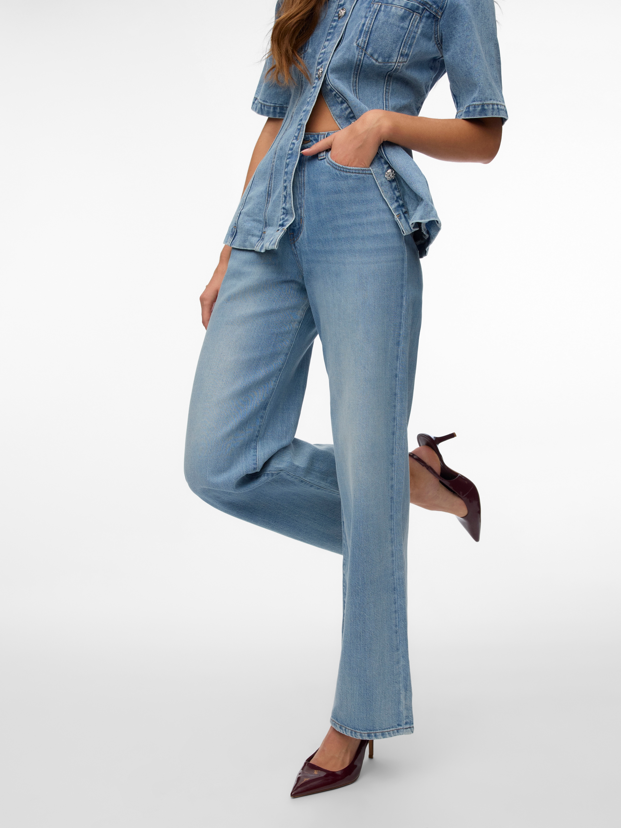 Image of Vero Moda High-waist-Jeans "VMVEGA HR WIDE DENIM JEANS SI389 NOOS" Baumwolle, wide fit, high waist