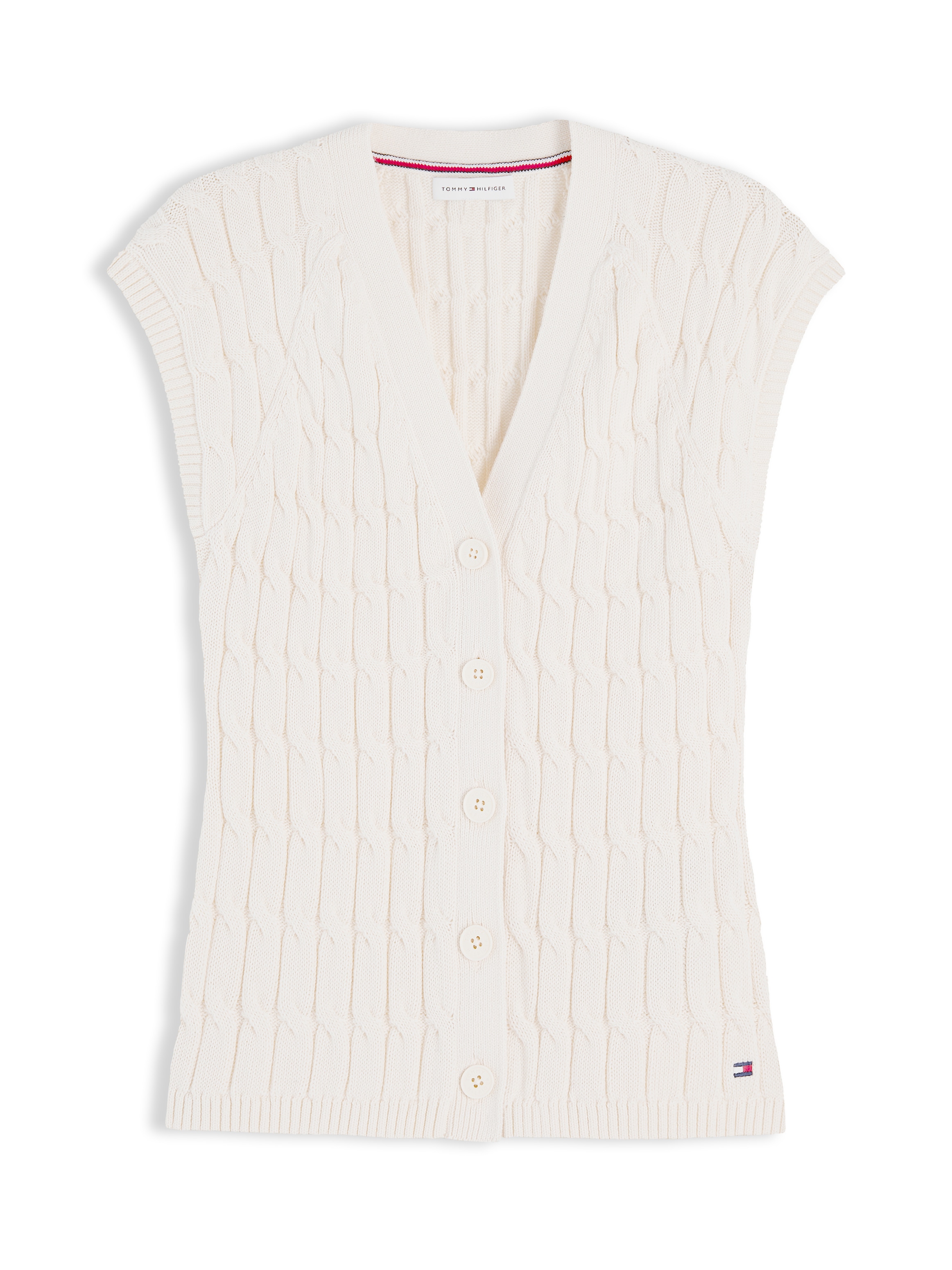 Tommy Hilfiger Gilet tricoté »MID GG CABLE VEST CARDI« Coton, avec motif torsadé