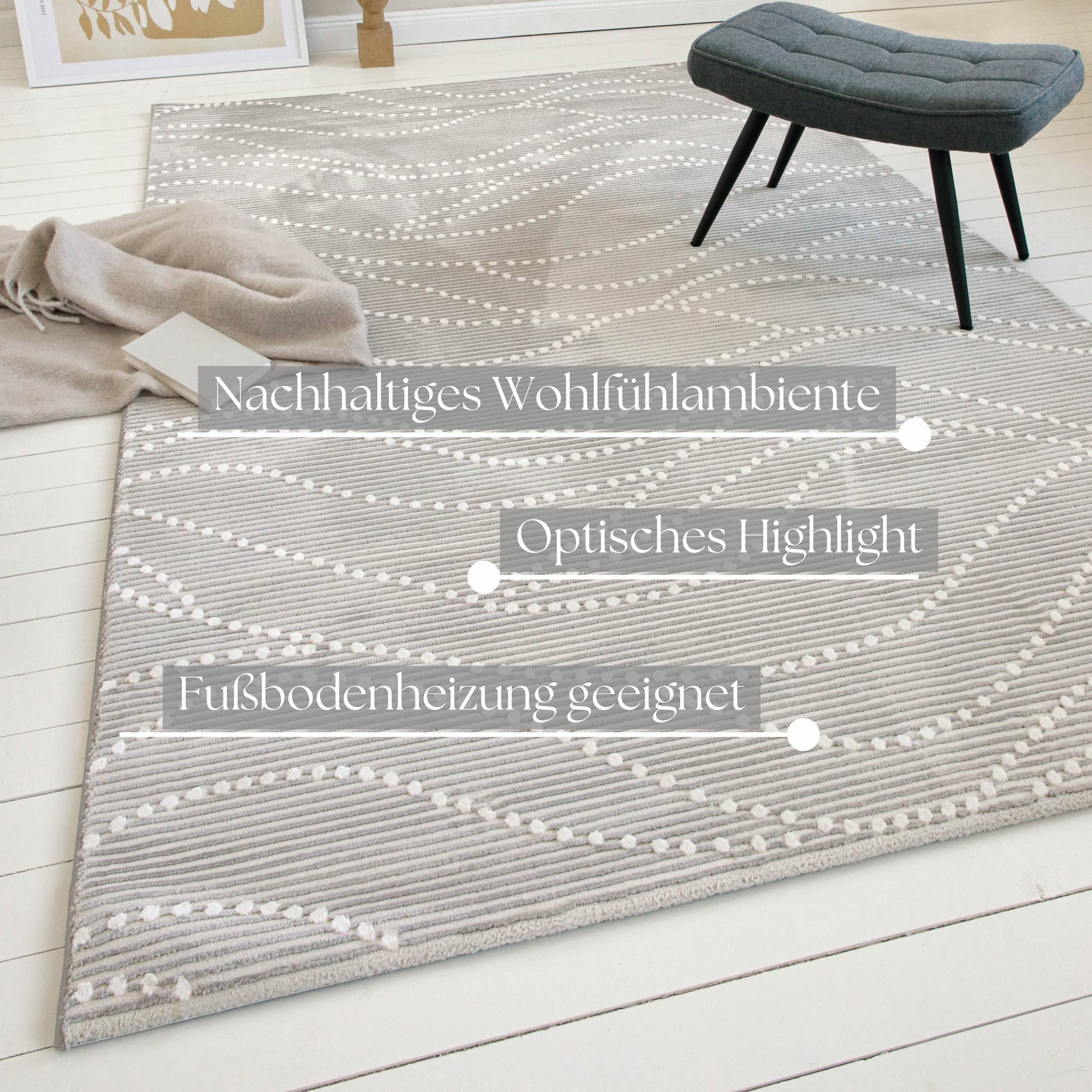 GOODproduct Teppich »Adlee« rechteckig 12 mm Höhe Kurzflorteppich, gewebt, geometrisch, Wohnzimmer, modern, Punkte