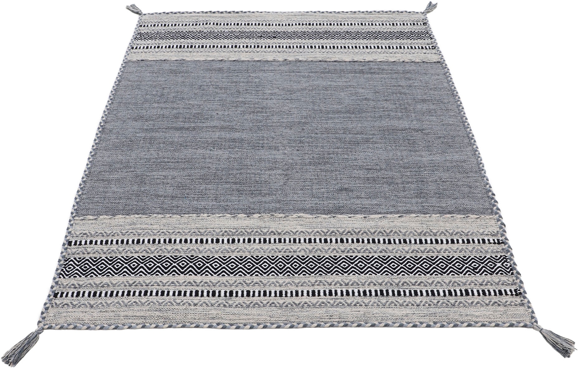 carpetfine Teppich »Kelim Azizi«, rechteckig, 5 mm Höhe, Baumwolle, Wendeteppich mit Fransen, Wohnzimmer
