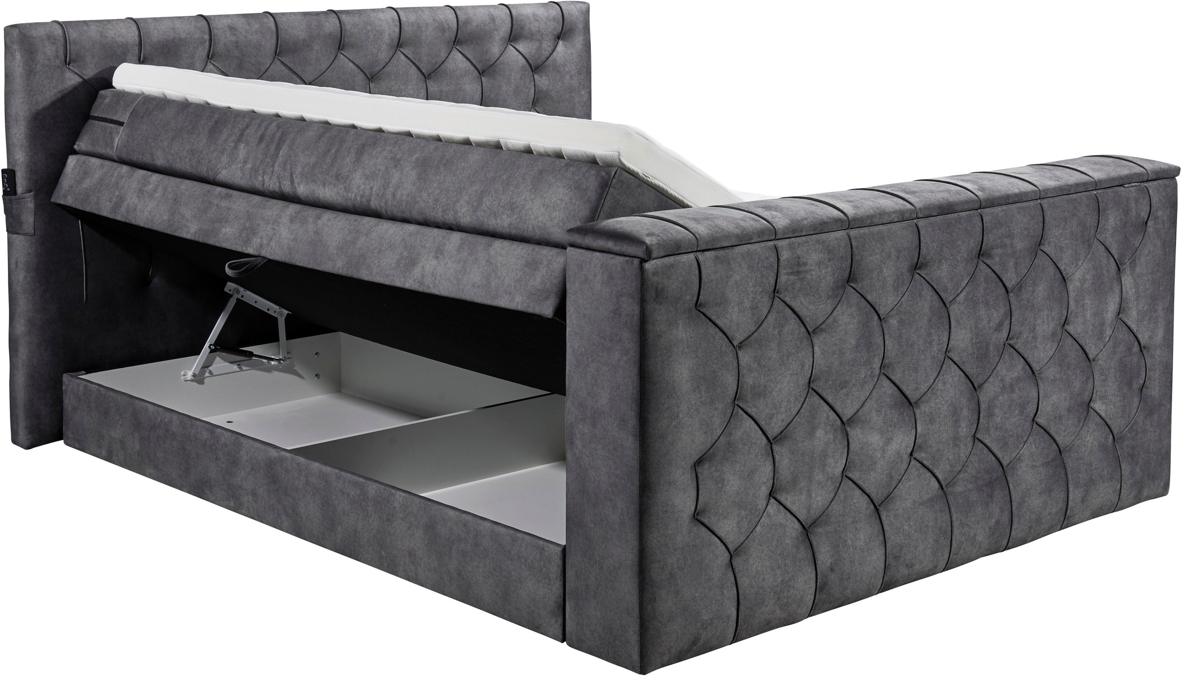 ED EXCITING DESIGN Lit boxspring »Springdale« mit Bettkasten, motorisierter TV-Halterung, Duo-Matratze (H3/H4)