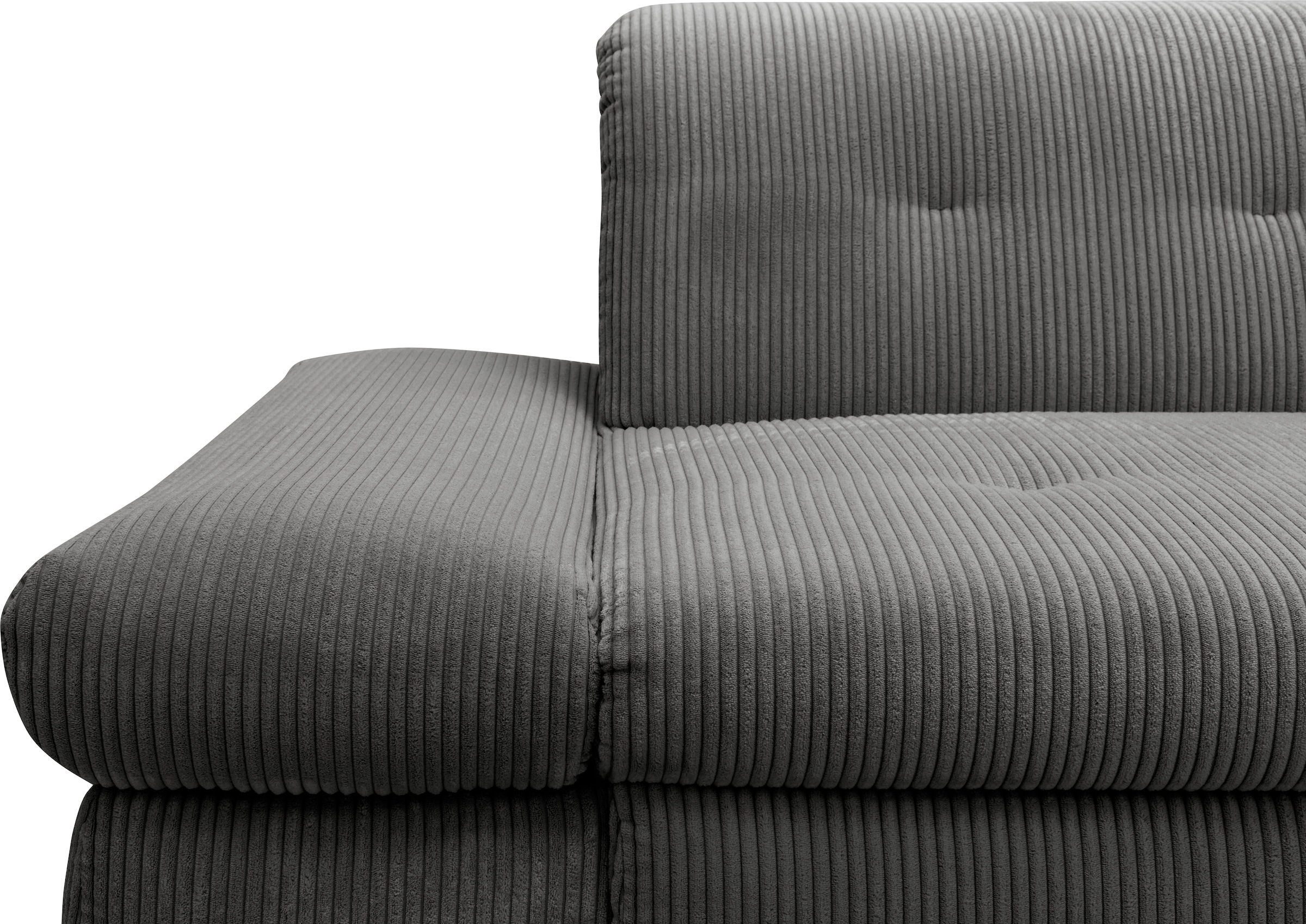DOMO collection Ecksofa »Moric Luxus - B/T/H 300/172/80 cm, XXL-Format«, L-Form, 140kg Belastung/Sitz, Cord, grau