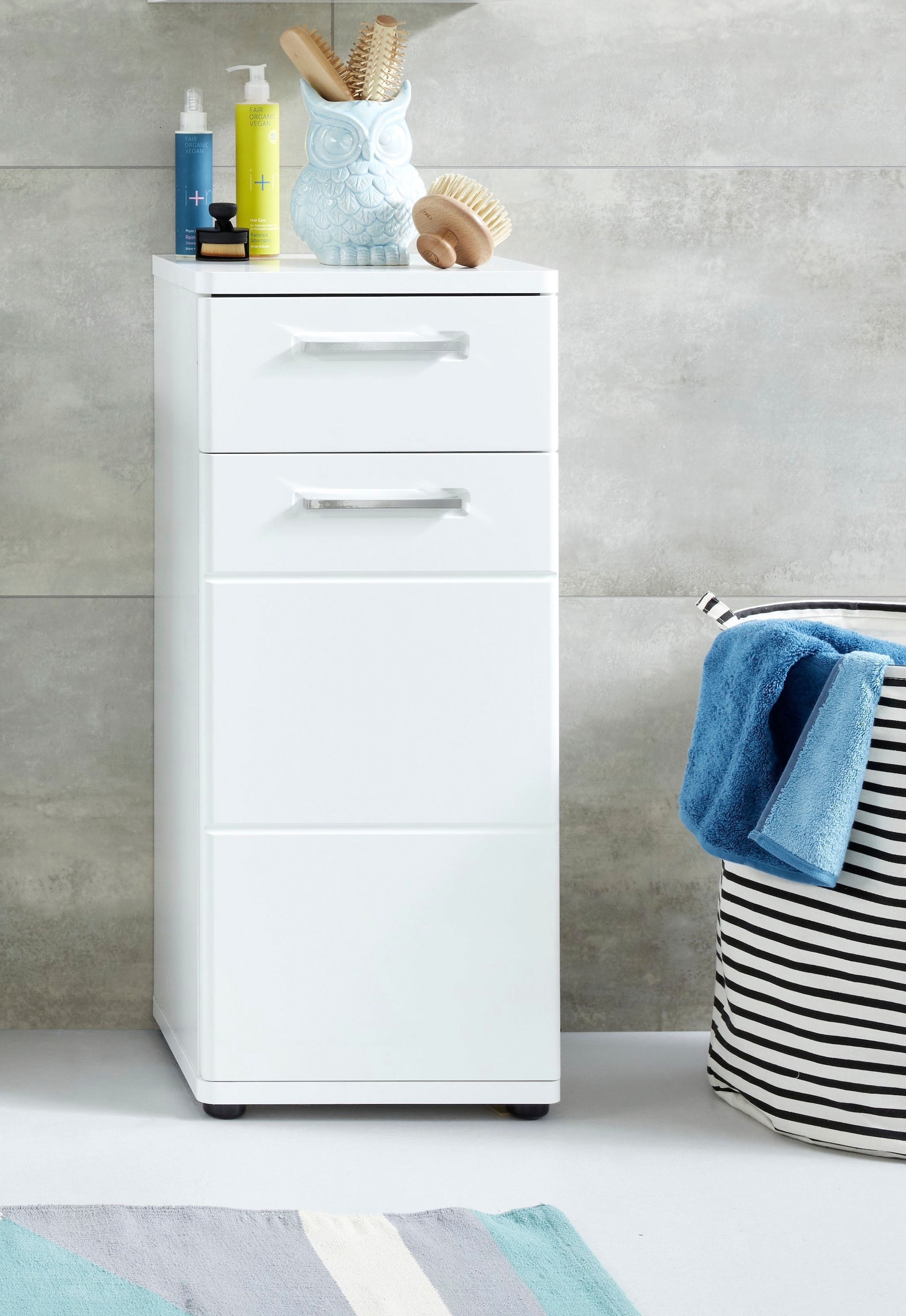 welltime Unterschrank »Mora«, Standschrank mit 1 Tür & 1 Schublade - (B/T/H) 37/34/87 cm