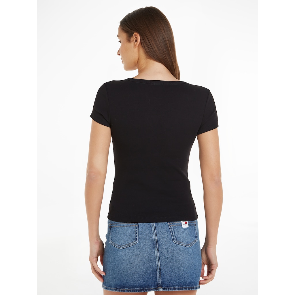 Tommy Jeans T-Shirt »Slim Essential Rib V-Neck Rippshirt«