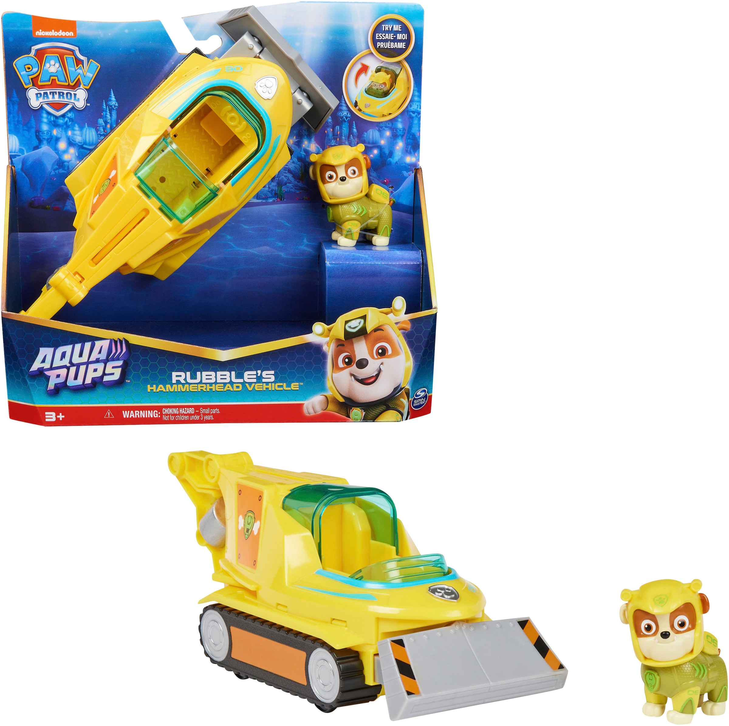 Image of Spin Master Spielzeug-Auto "Paw Patrol - Aqua Pups - Basic Themed Vehicles Solid Rubble" mit Funktionen
