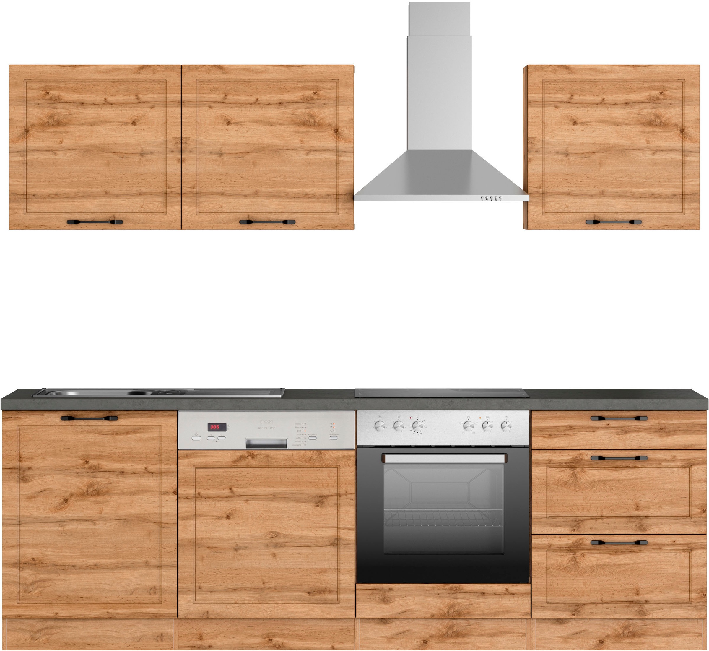 Image of KOCHSTATION Küchenzeile "KS-Lani, mit MDF-Fronten" Breite 240 cm, wahlweise mit E-Geräten, Höhen-Ausgleichsfüsse 0-4 cm