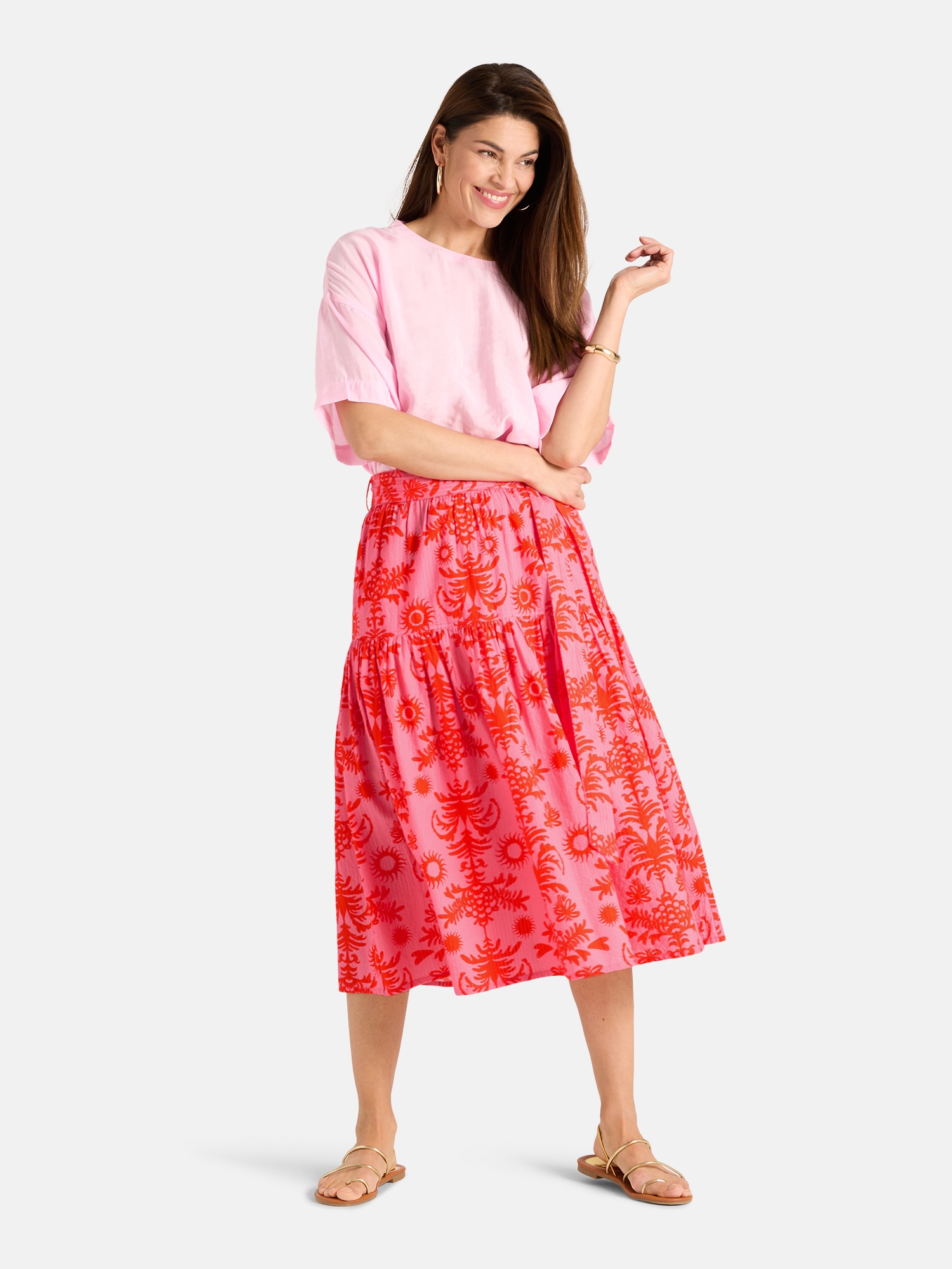 Lieblingsstück Jupe midi »BettyL« avec imprimé intégral et ceinture à nouer