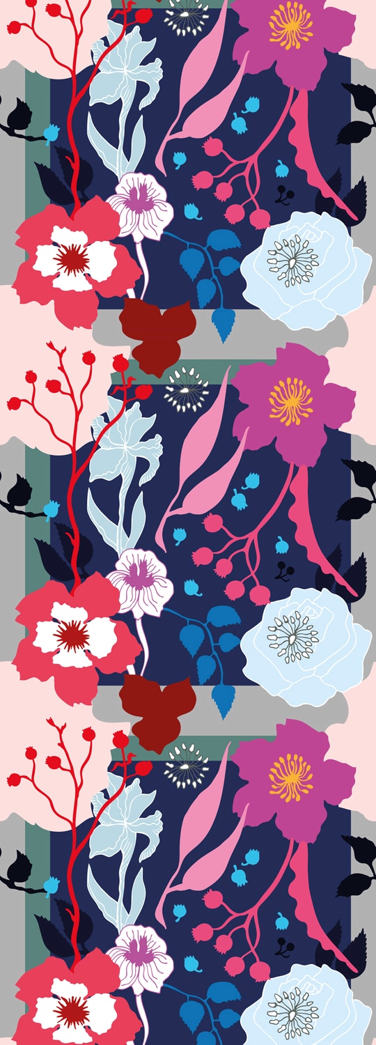 Image of queence Vinyltapete "Alexandra" Motiv bedruckt botanisch floral gemustert natürlich glatt 90x250cm, selbstklebend, kinderleichte Anbringung, Sticker