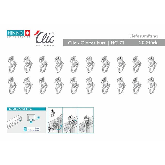 Acheter HINNO Klick-Gleiter »hinno-clic HC71«, (20 St.), HINNO Clic-Gleiter  en ligne