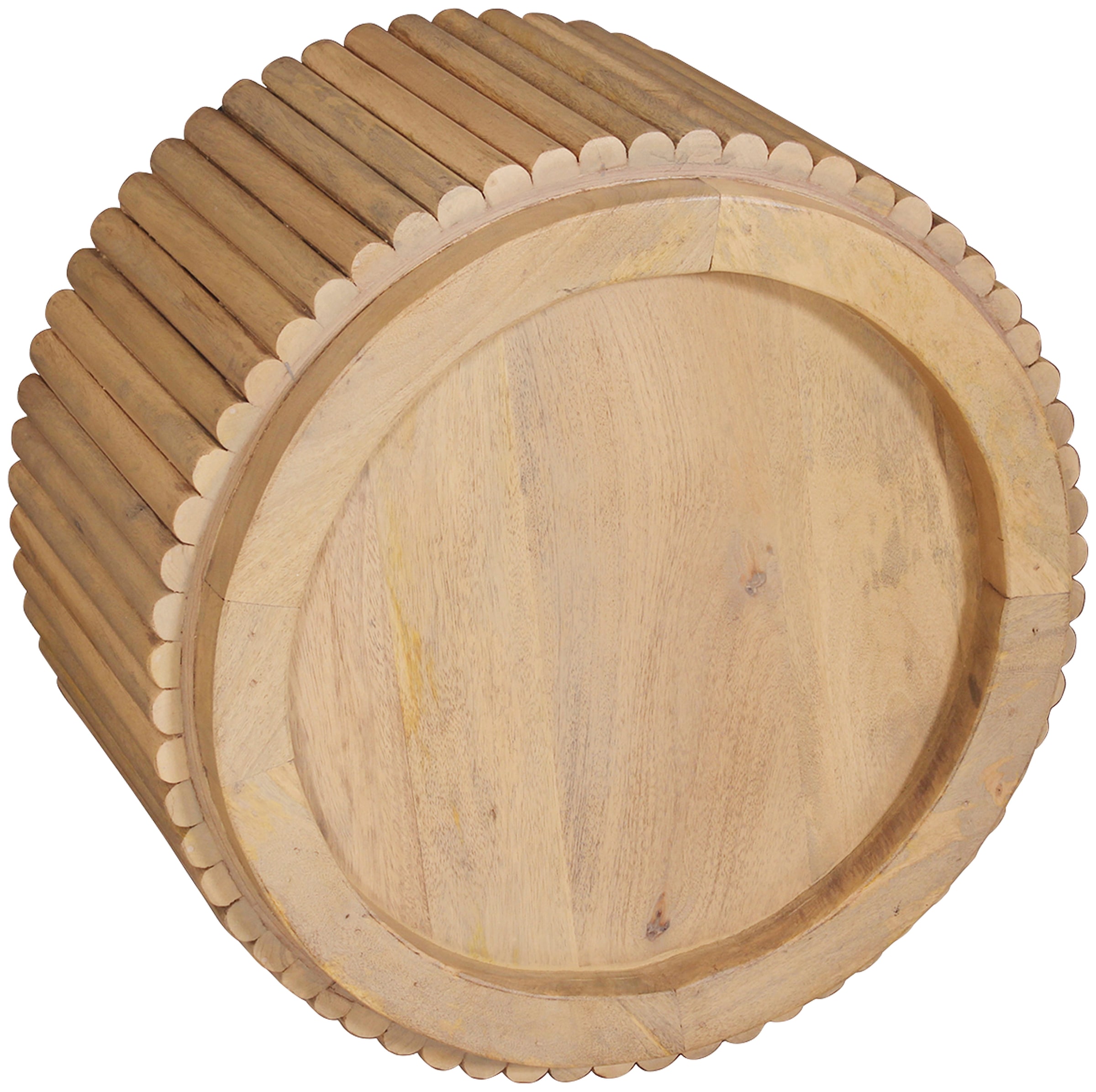 SIT Table basse »Vasto rund aus massivem Mangoholz mit extravagantem Ribbed-Look« Design de lamelles rondes avec pied de colonne marqué et socle de 3 cm