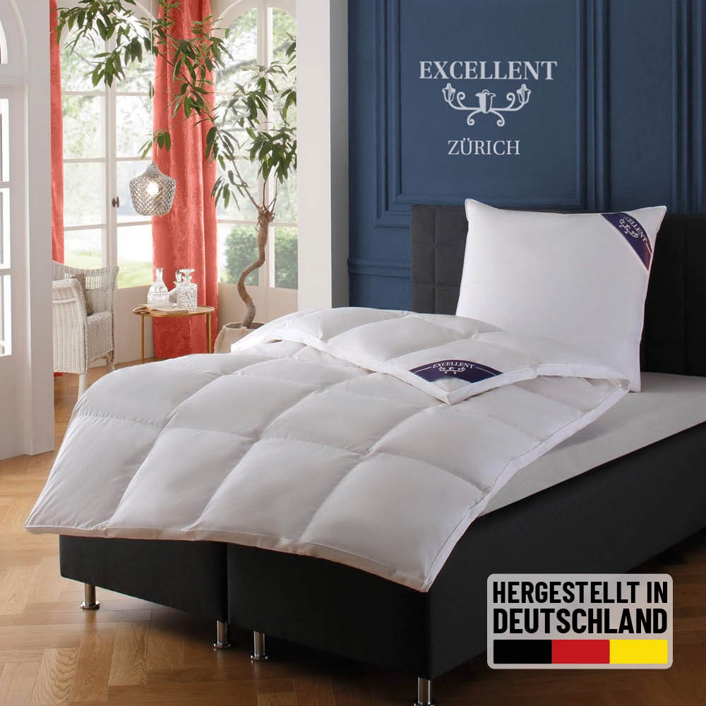 Image of Excellent Daunenbettdecke "Zürich, Bettdecke normal mit Bestnote "Hoher Schlafkomfort" bewertet." extrawarm Füllung 100Daunen 1 Stk. tlg. Bettdecke 135x200 cm, 155x220cm und weitere Grössen, Made in Germany
