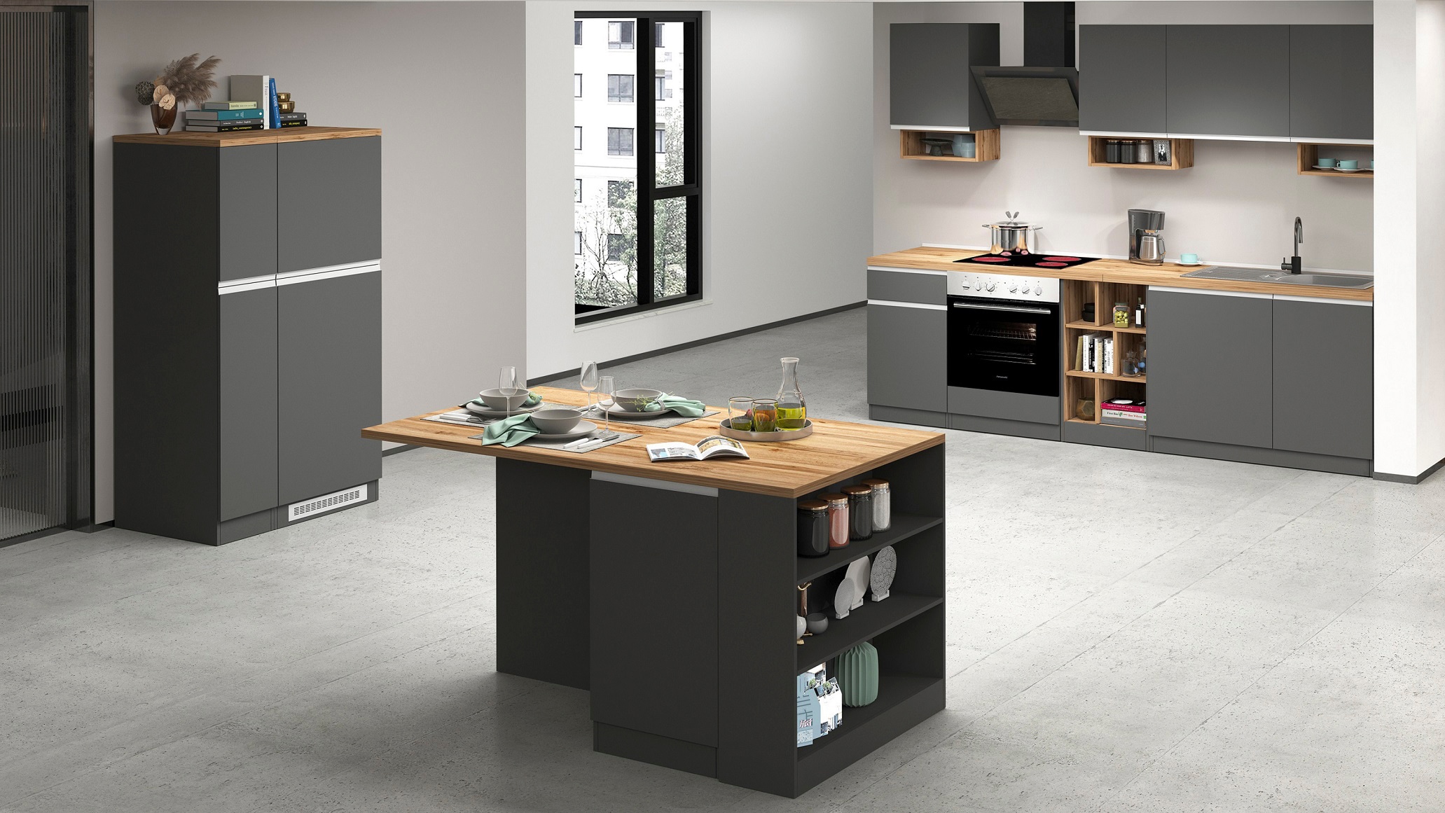 KOCHSTATION Küche »KS-Sole Küchenschrank-Set« Breite 90 cm,Umbau-und Apothekerschrank im Set