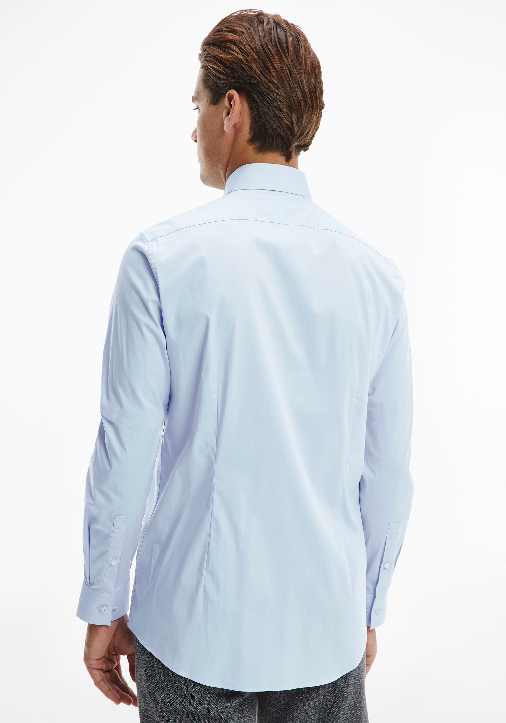 Calvin Klein Businesshemd »POPLIN STRETCH SLIM SHIRT«, mit Kentkragen, Logoprint auf Brusthöhe