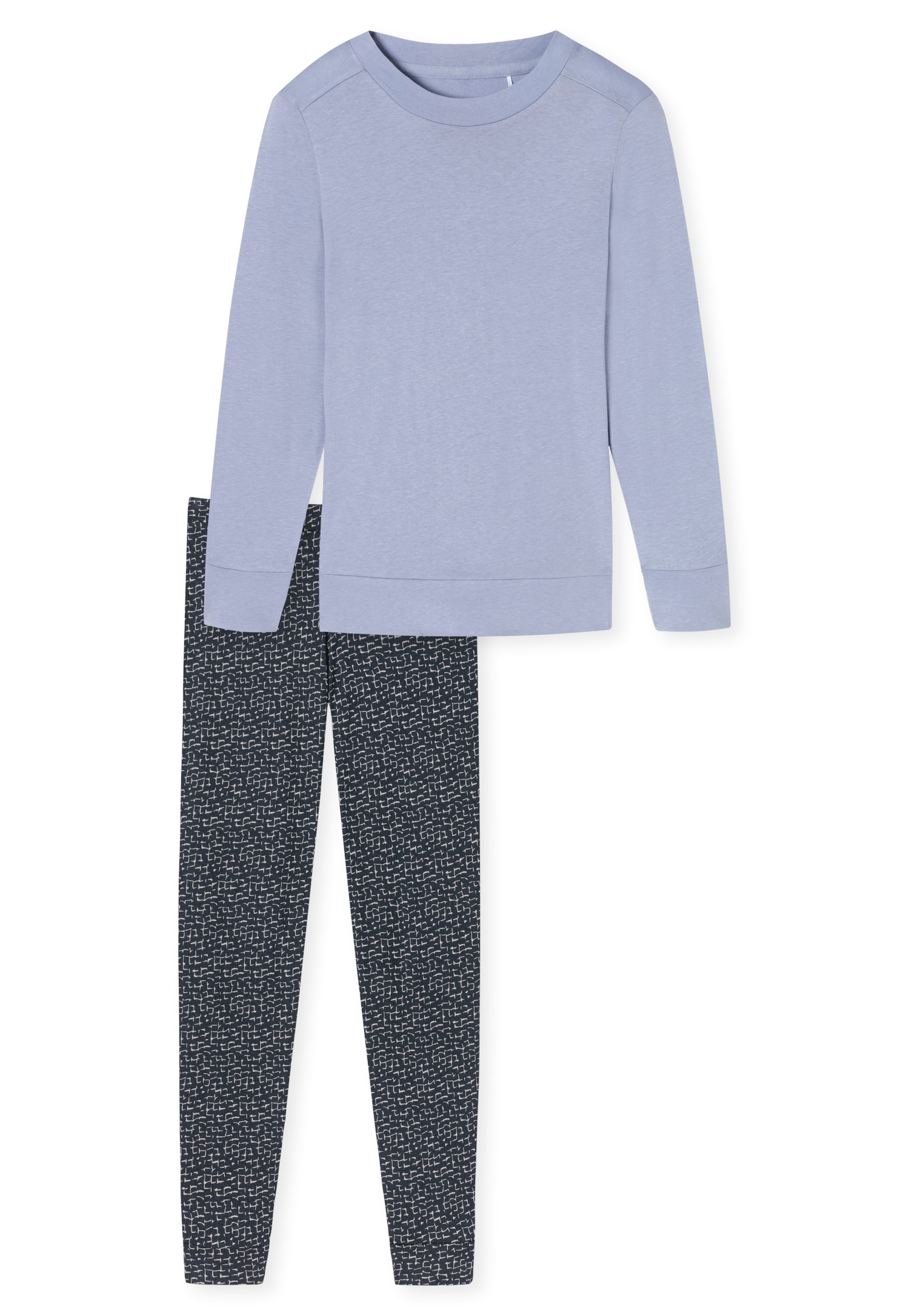 Schiesser Pyjama »"Contemporary Nightwear"«, (2 tlg.), mit unifarbenem Oberteil und gemusterter Hose
