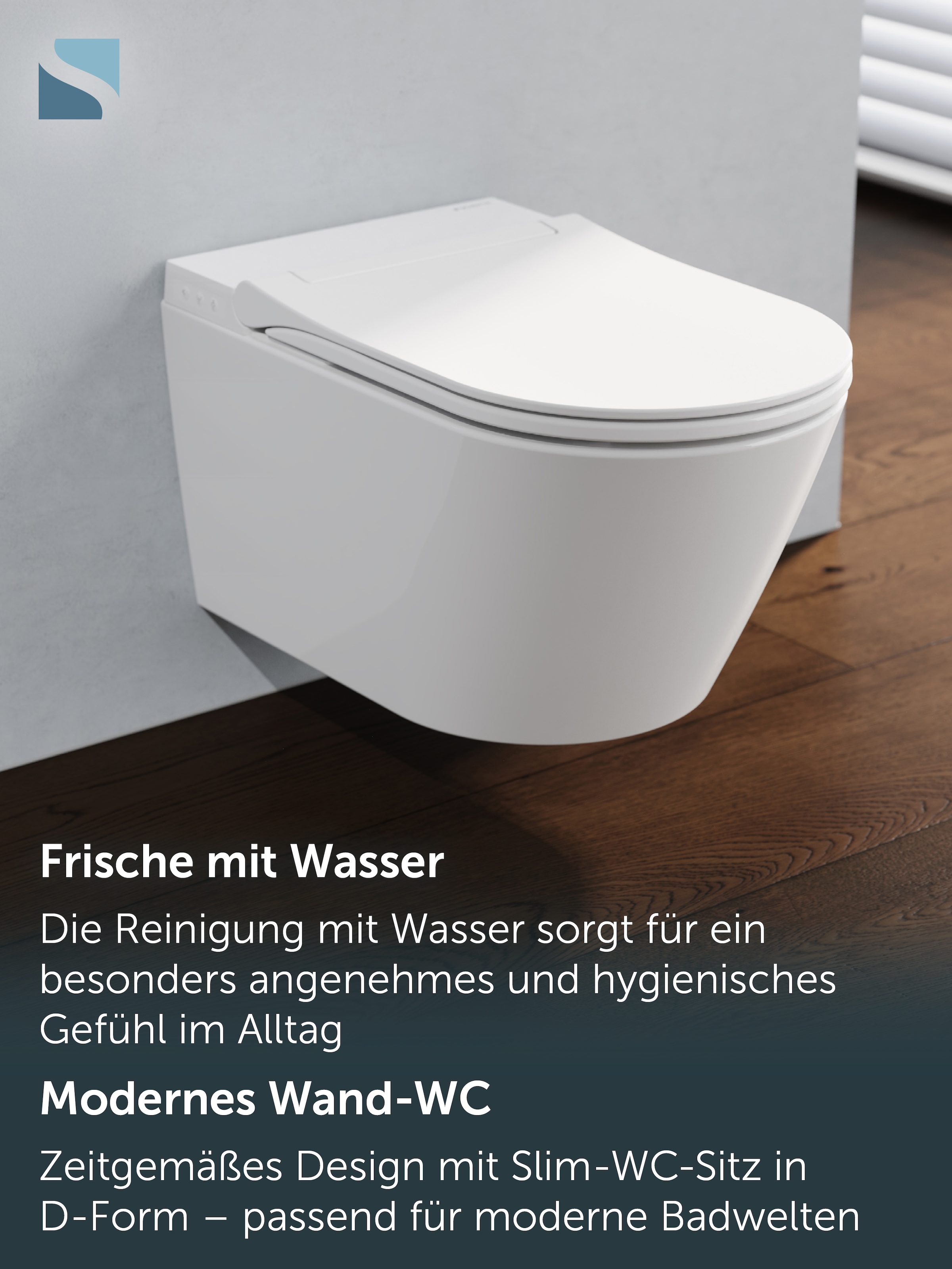 Schütte Dusch-WC Dusch-WC, Wandhängend, spülrandlos, Gesäss- & Ladydusche, LED