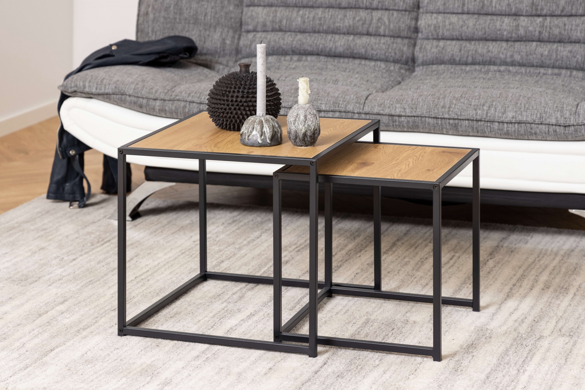 ACTONA GROUP Couchtisch »Seaford« Beistelltisch, Sofatisch, OTTOs Choice,  Couchtisch-Set, Wildeiche-Optik, Gestell aus Stahl, Satz mit 2 Teilen