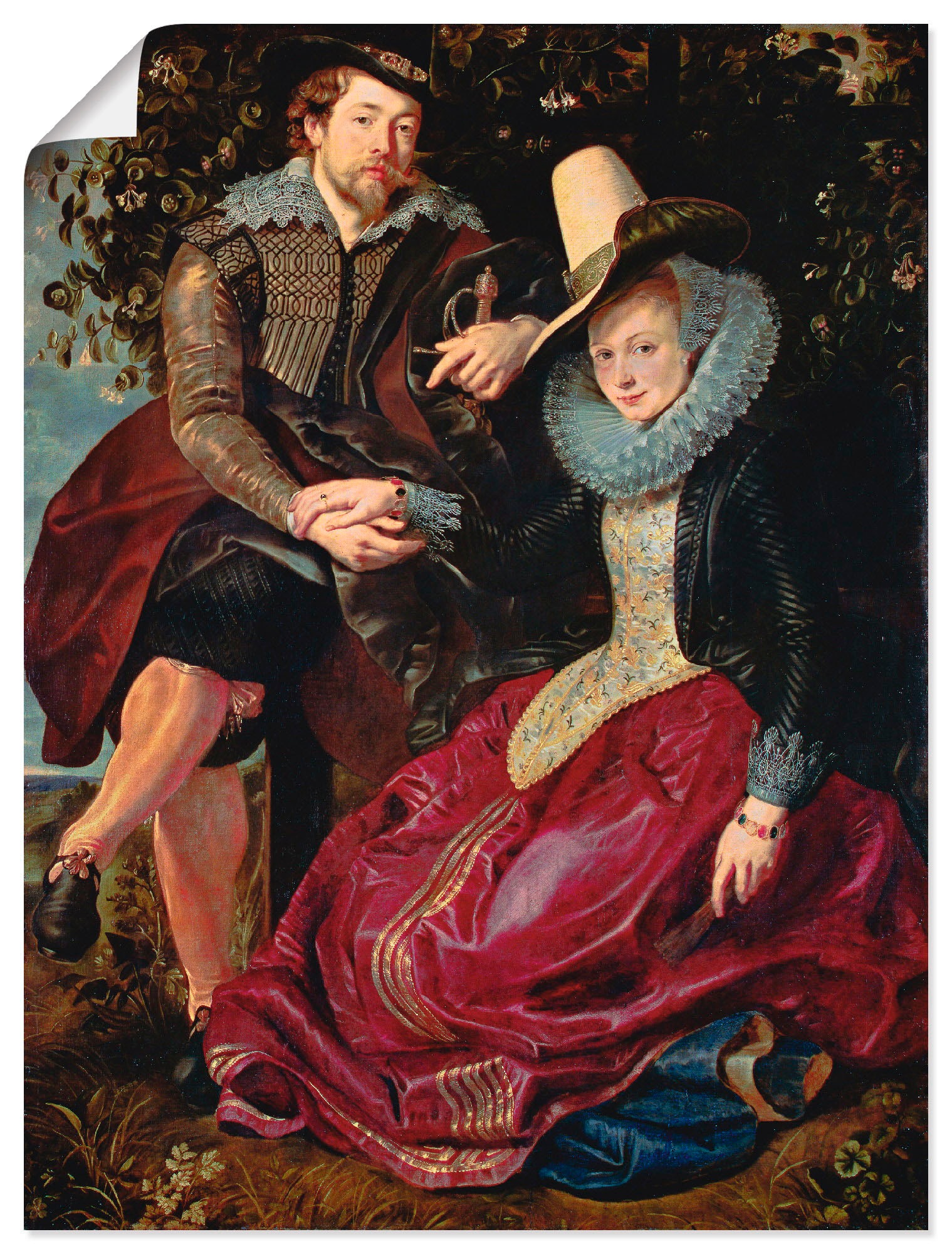 Artland Wandbild »Rubens und Frau in Geissblattlaube«, Paar, (1 St.), als  Leinwandbild, Wandaufkleber oder Poster in versch. Grössen jetzt kaufen