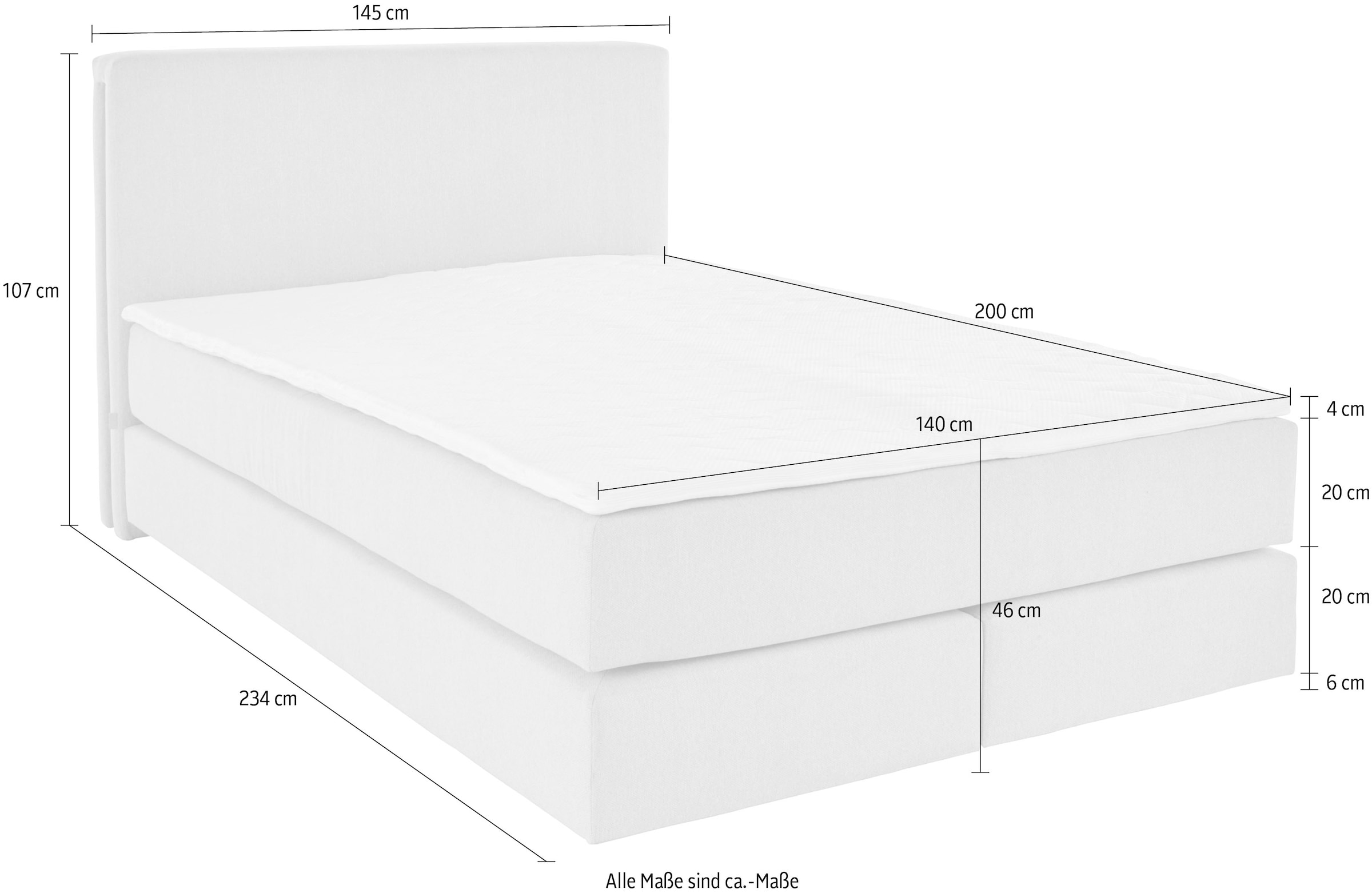 LeGer Home by Lena Gercke Boxspringbett »Zalia erhältlich in verschiedenen Breiten, inkl. Toppper« wahlweise mit Bonnell- oder 7-Zonen-Tonnentaschenfederkern
