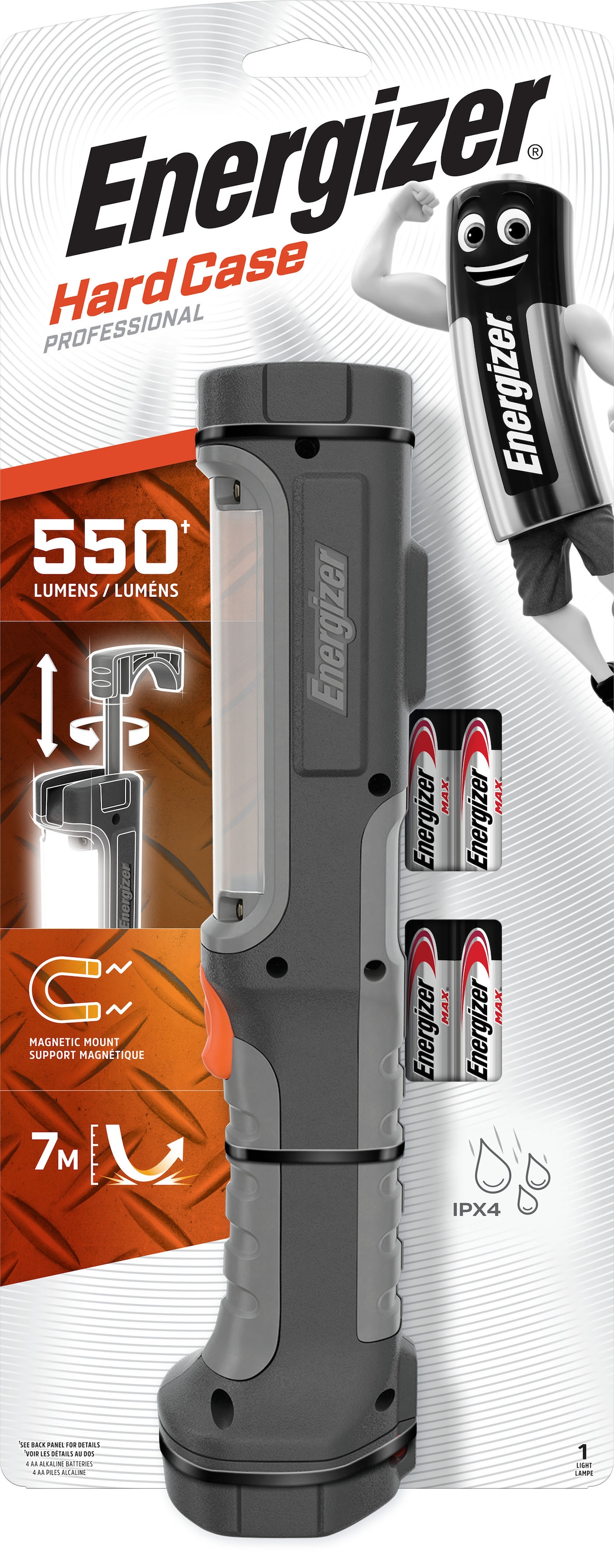 Energizer LED Taschenlampe »Hardcase Pro Worklight inkl. 4 AA Batterien«, (Packung, 5 St.)