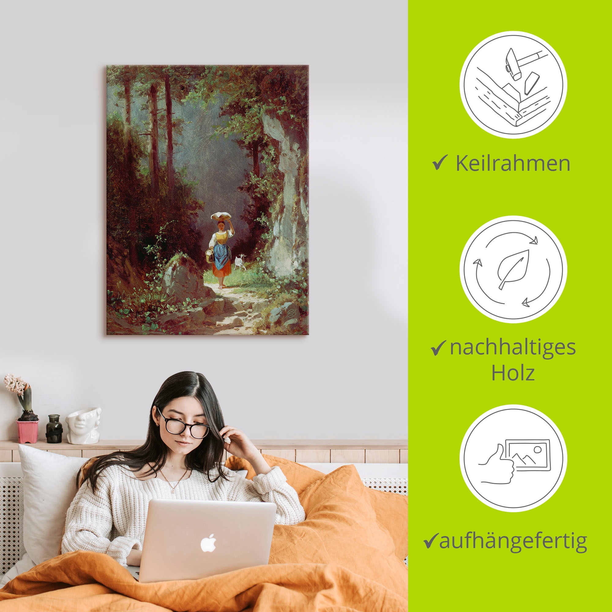 Artland Leinwandbild »Mädchen mit Ziege«, Kind, (1 St.), auf Keilrahmen gespannt